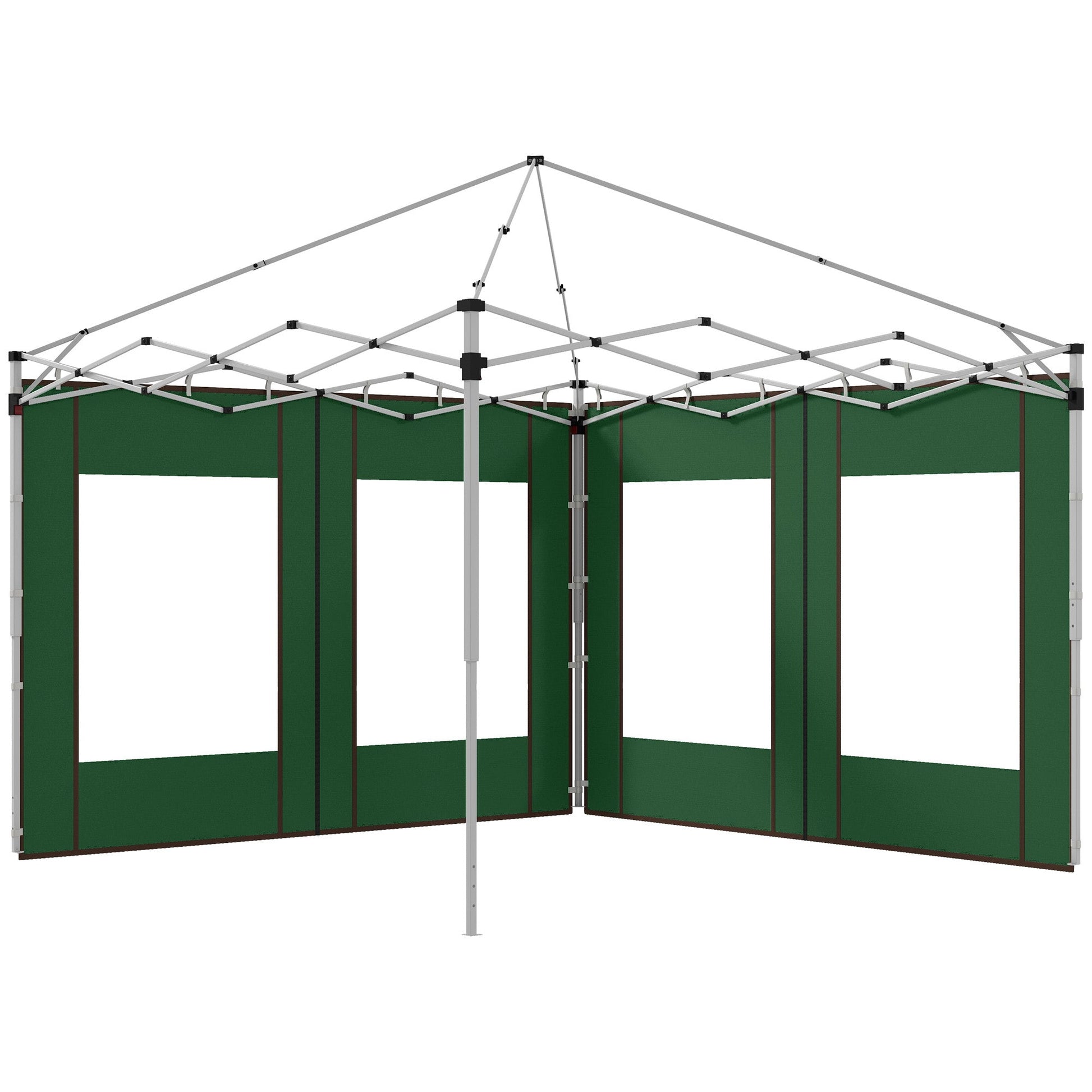 Gazebo Side Panels with Zipped Doors and Windows, for 3x3(m) or 3x6m Pop Up Gazebo, 2 Pack Sides Replacement, Green
