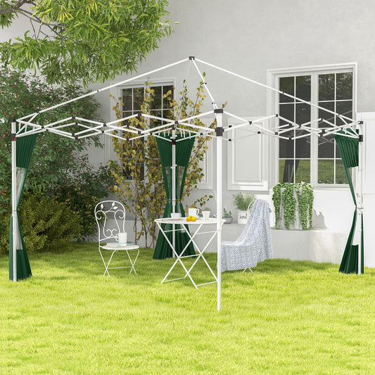 Gazebo Side Panels with Zipped Doors and Windows, for 3x3(m) or 3x6m Pop Up Gazebo, 2 Pack Sides Replacement, Green