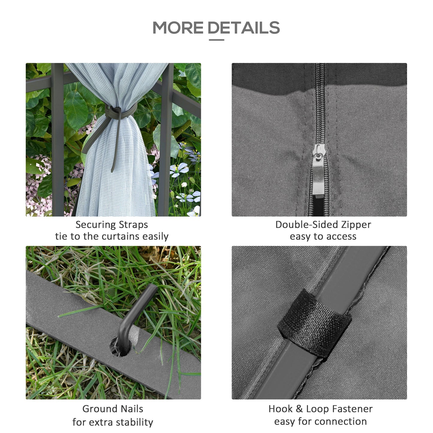 3 x 3(m) Patio Gazebo Canopy Garden Pavilion Tent Shelter with 2 Tier Roof and Mosquito Netting, Steel Frame, Grey