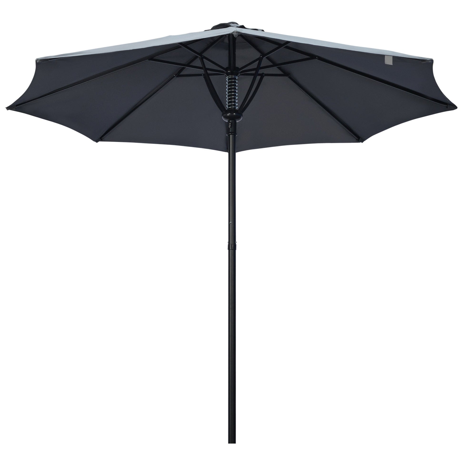 Garden 3(m) Parasol Umbrella, Outdoor Market Table Umbrella Sun Shade Canopy with 8 Ribs, Easy Push to Open, Grey