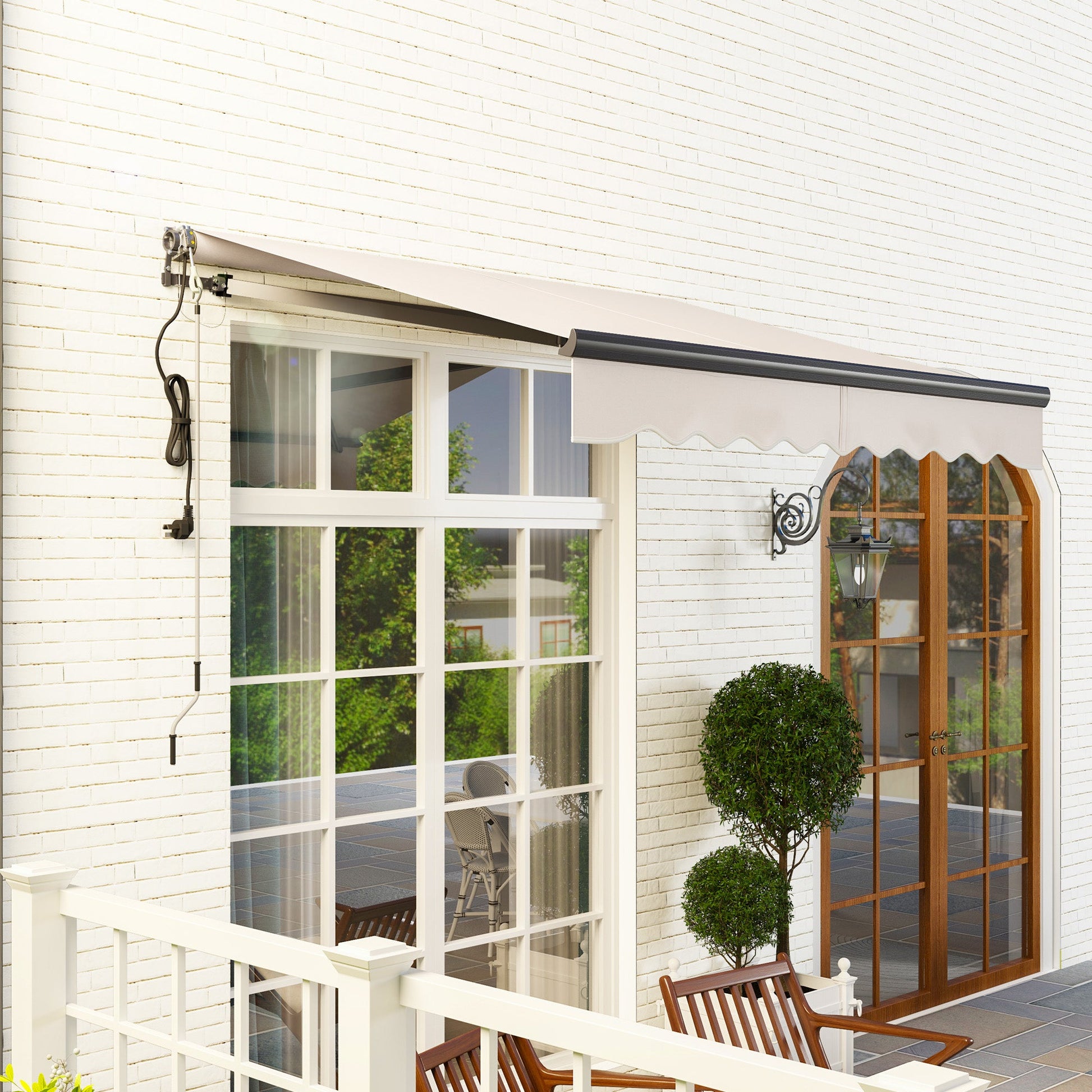 2.5 x 2m Electric Awning with Remote Controller, Aluminium Frame DIY Retractable Awning, UV30+ Sun Shade Canopy for Garden Patio Deck Door Window, Beige