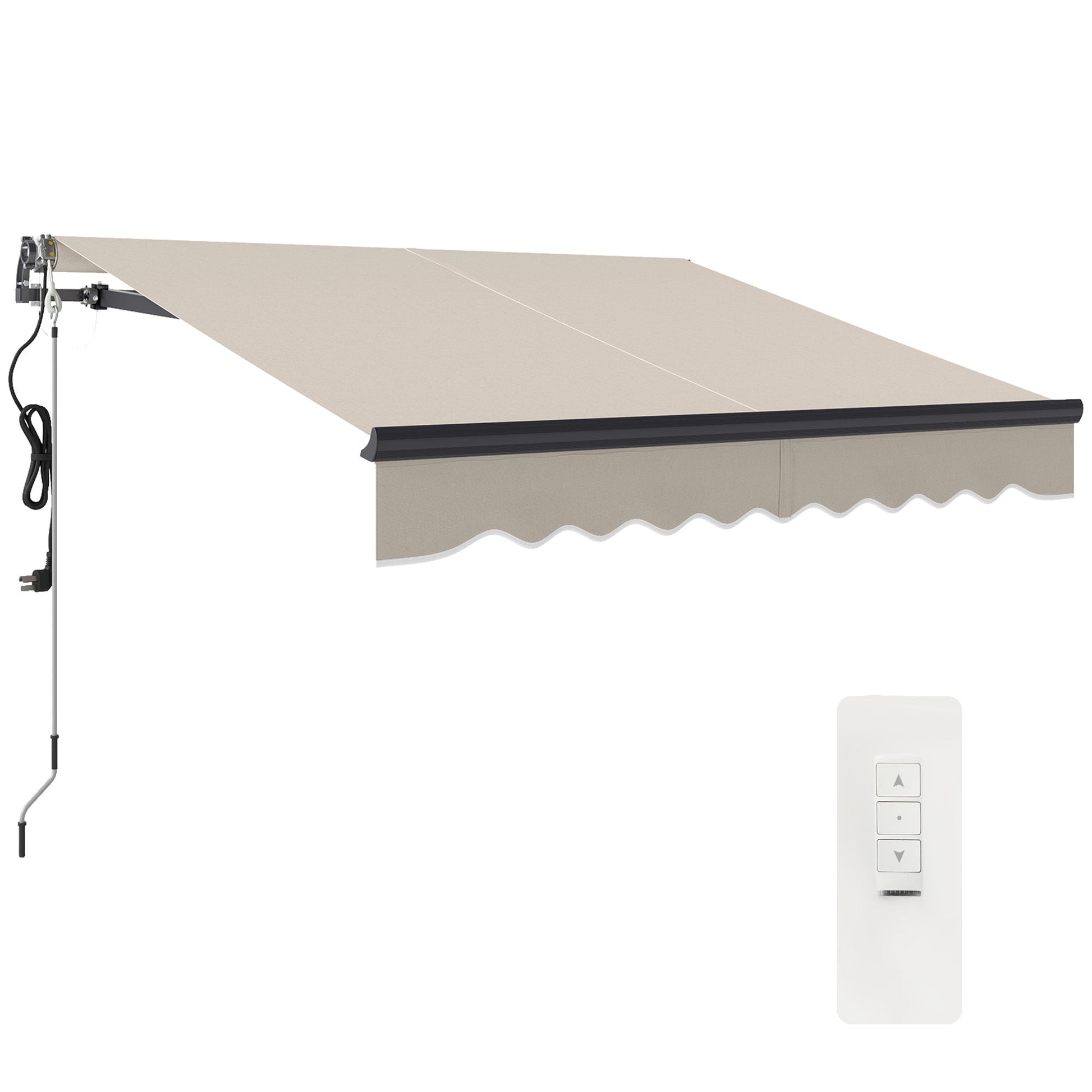 2.5 x 2m Electric Awning with Remote Controller, Aluminium Frame DIY Retractable Awning, UV30+ Sun Shade Canopy for Garden Patio Deck Door Window, Beige