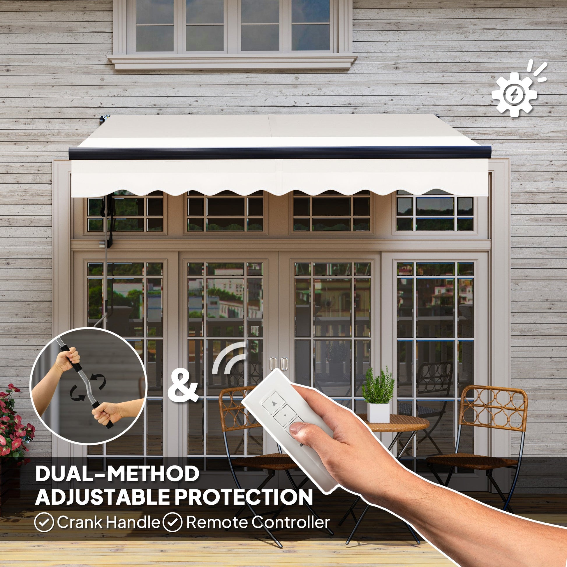 2.5 x 2m Electric Awning with Remote Controller, Aluminium Frame DIY Retractable Awning, UV30+ Sun Shade Canopy for Garden Patio Deck Door Window, Beige