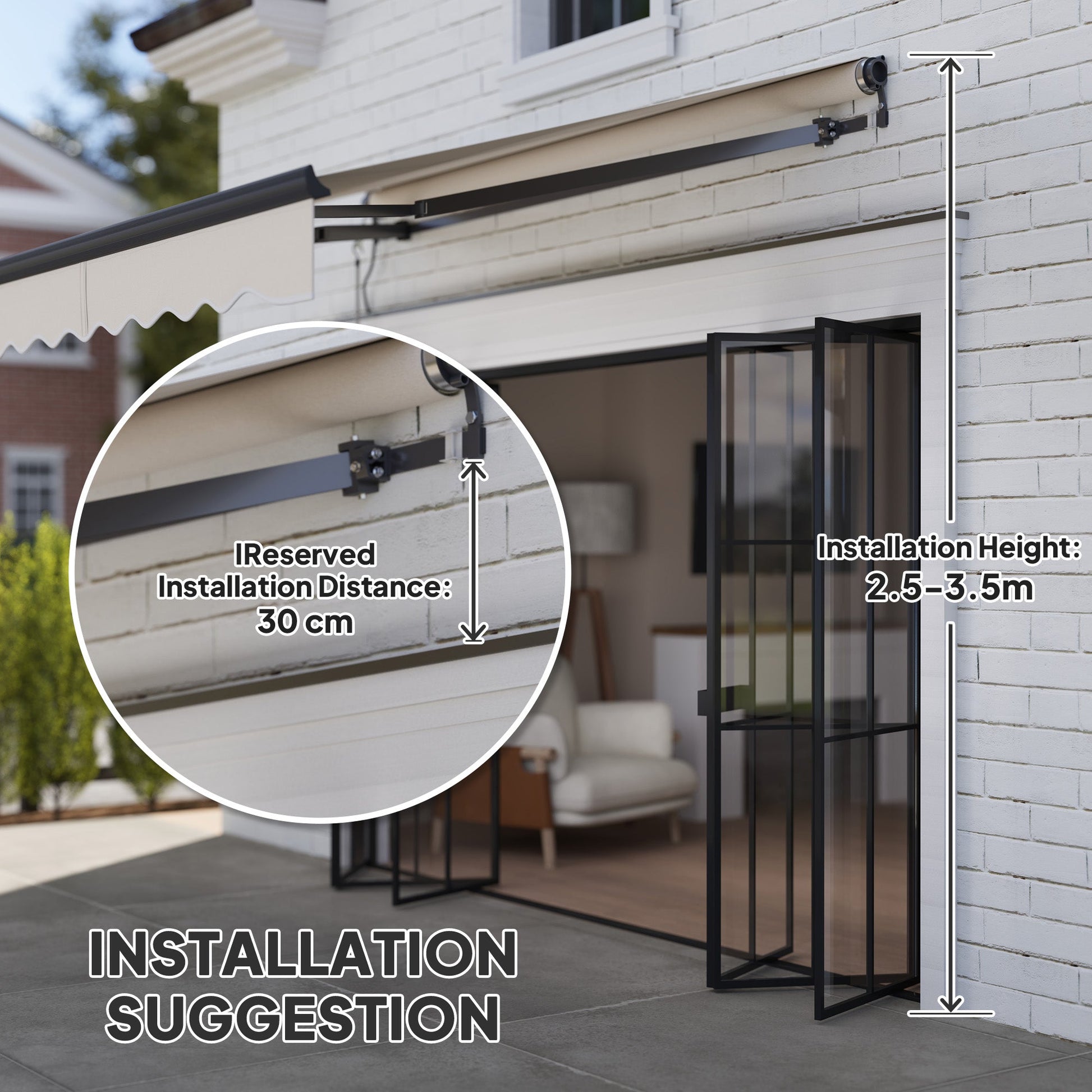 2.5 x 2m Electric Awning with Remote Controller, Aluminium Frame DIY Retractable Awning, UV30+ Sun Shade Canopy for Garden Patio Deck Door Window, Beige