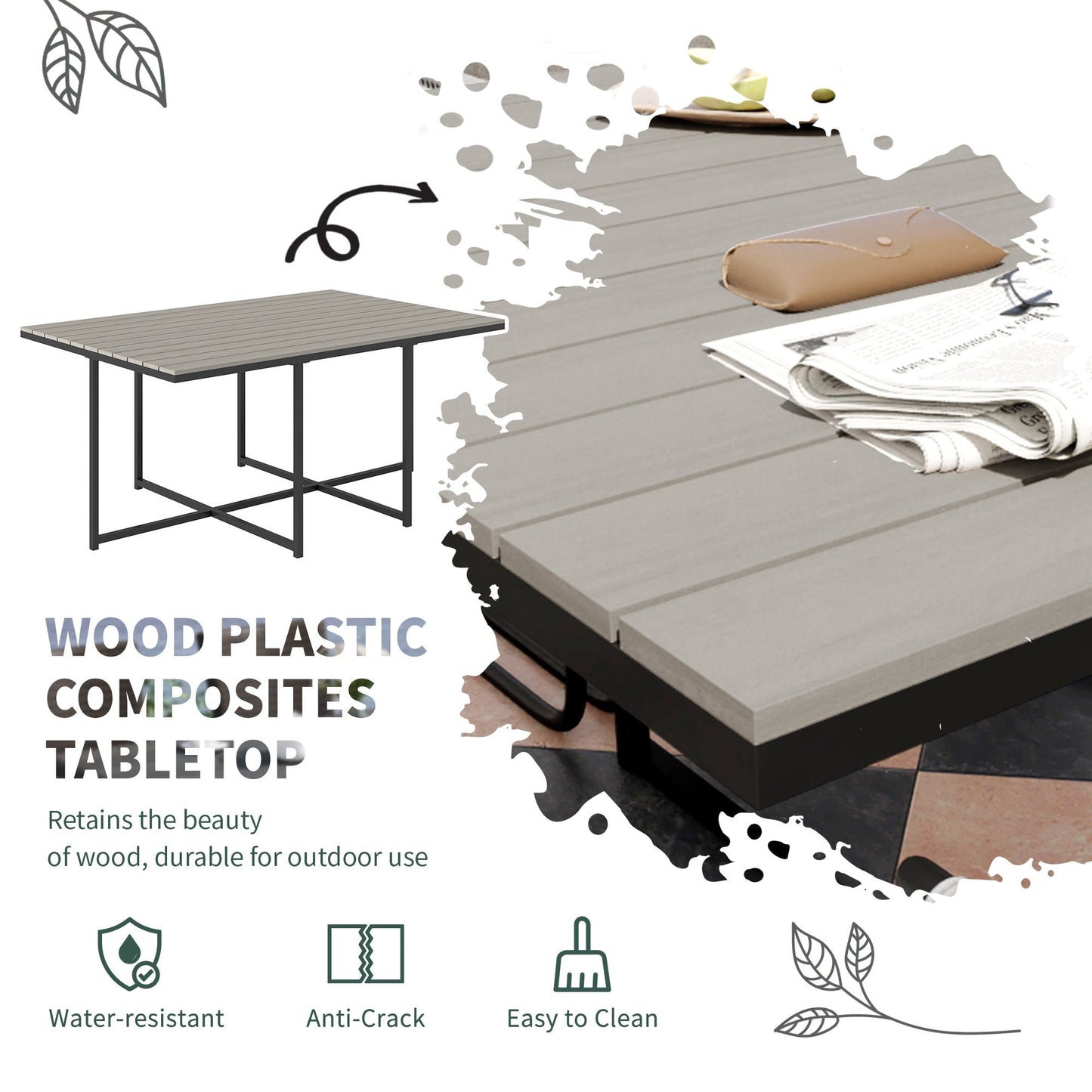 10 Seater Rattan Cube Garden Furniture Set, Rattan Dining Set with Cushions, Outdoor Dining Table and Chairs with 6 Armchairs, 4 Stools, Rectangular Wood Grain Plastic Top Table, Grey