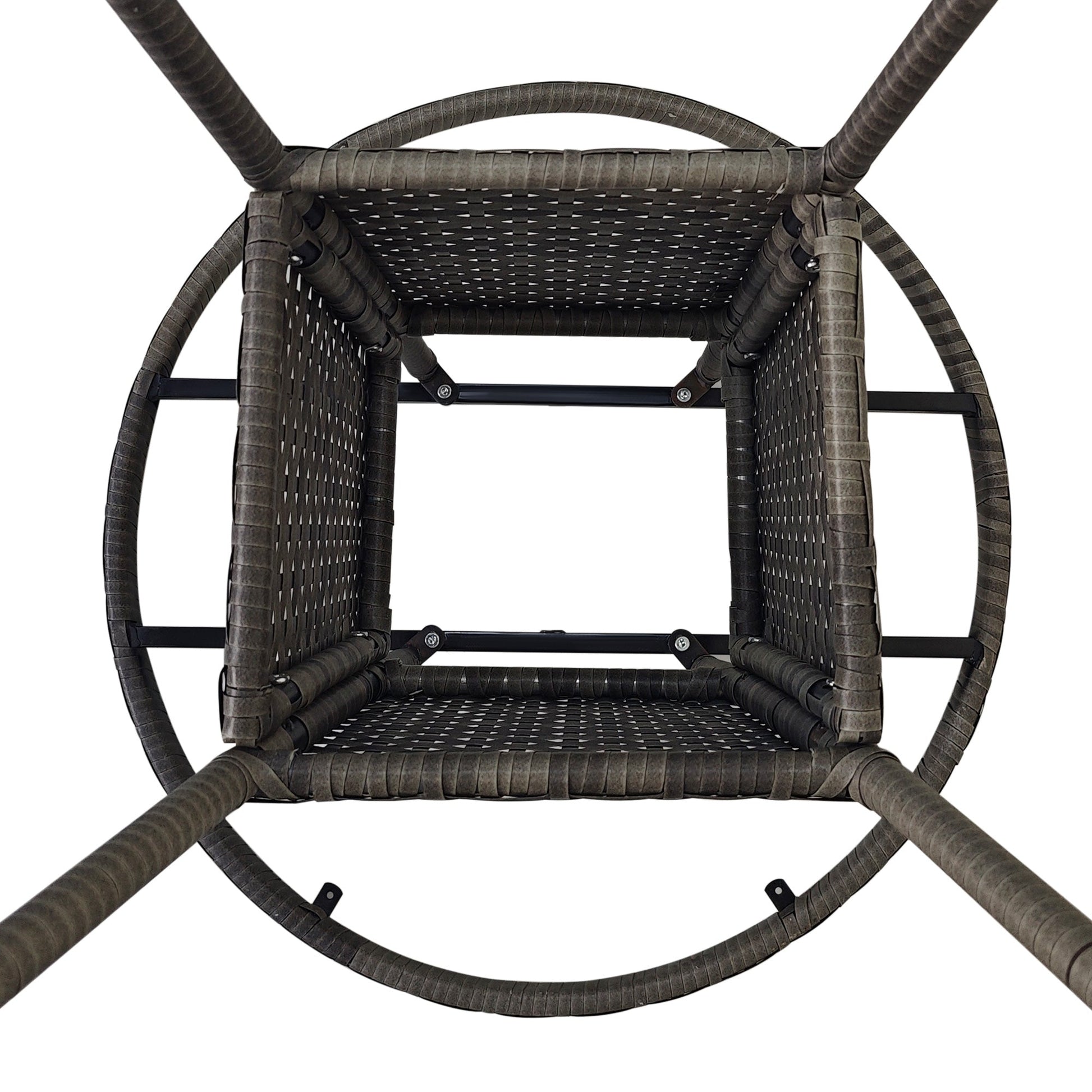70 cm Outdoor Dining Table, PE Rattan Patio Table with Wood-plastic Composite Top for Balcony, Garden, Grey