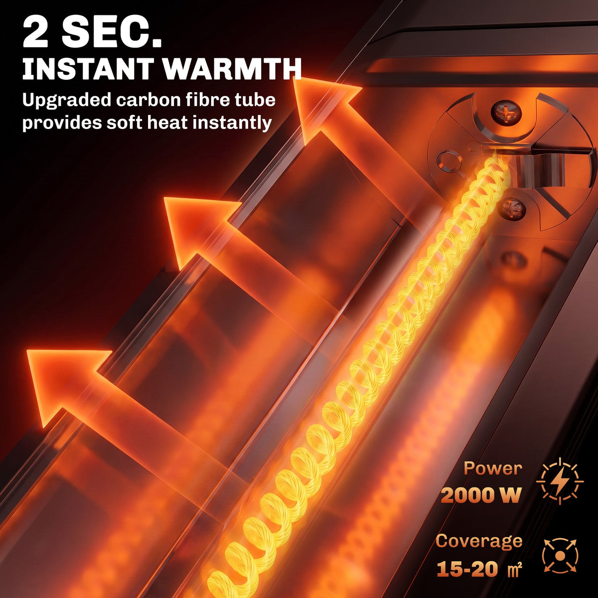 2000 W Electric Infrared Patio Heater, Wall Mounted IP65 Waterproof Outdoor Garden Heater with APP/Touch/Remote Control, 9 Heat Settings, 24H Timer for Indoor & Outdoor, Black