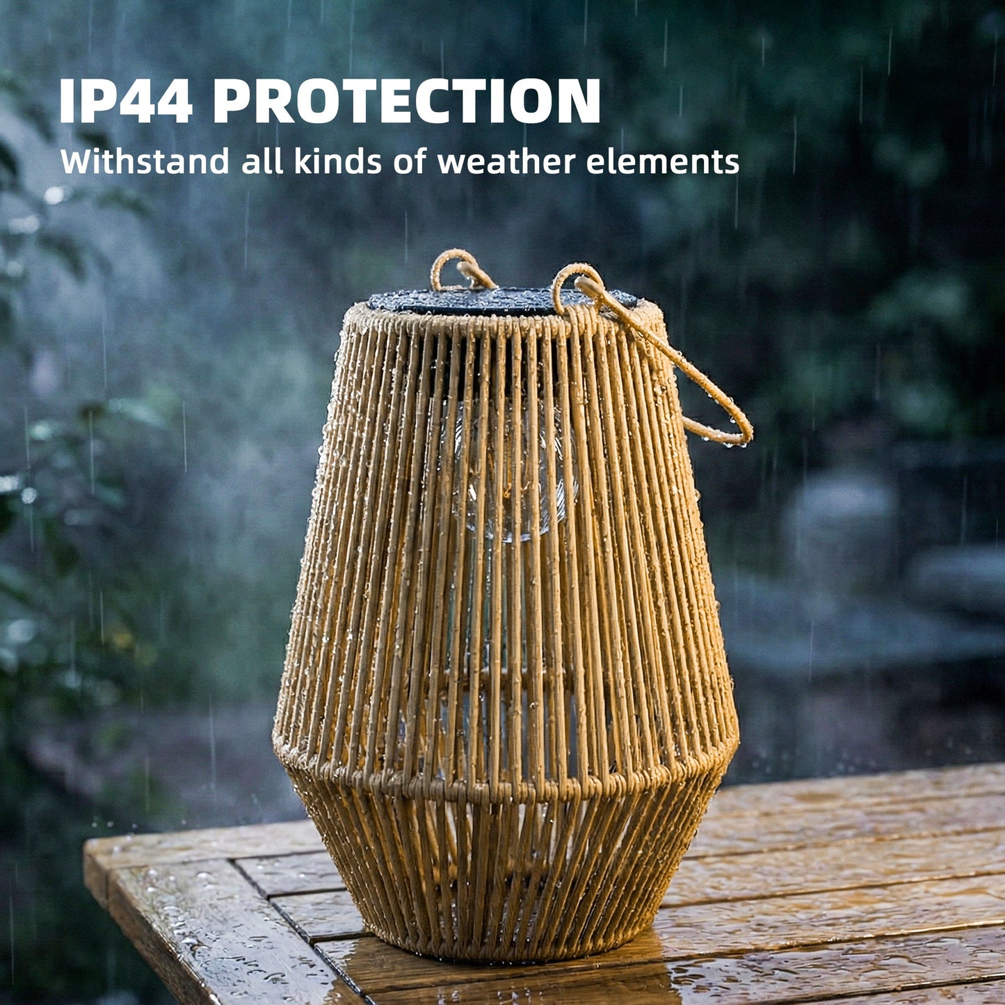 Hanging Solar Lights Outdoor Garden Lanterns, 2 Pack Rattan Solar Lights with Auto On/Off, Decorative Rattan Table Lamp with Handle, IP44 for Patio, Pathway, Terrace, Tree, Brown