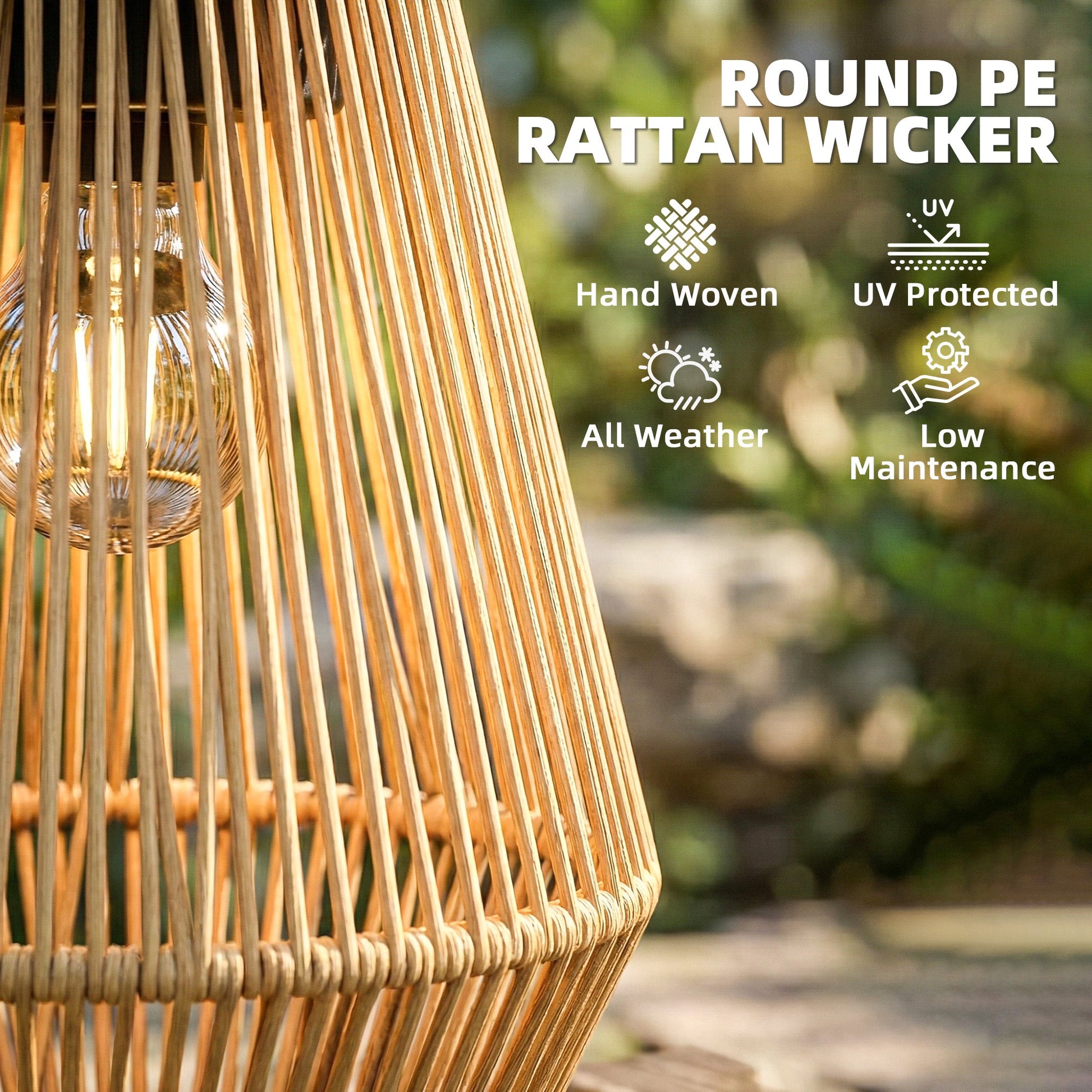 Hanging Solar Lights Outdoor Garden Lanterns, 2 Pack Rattan Solar Lights with Auto On/Off, Decorative Rattan Table Lamp with Handle, IP44 for Patio, Pathway, Terrace, Tree, Brown