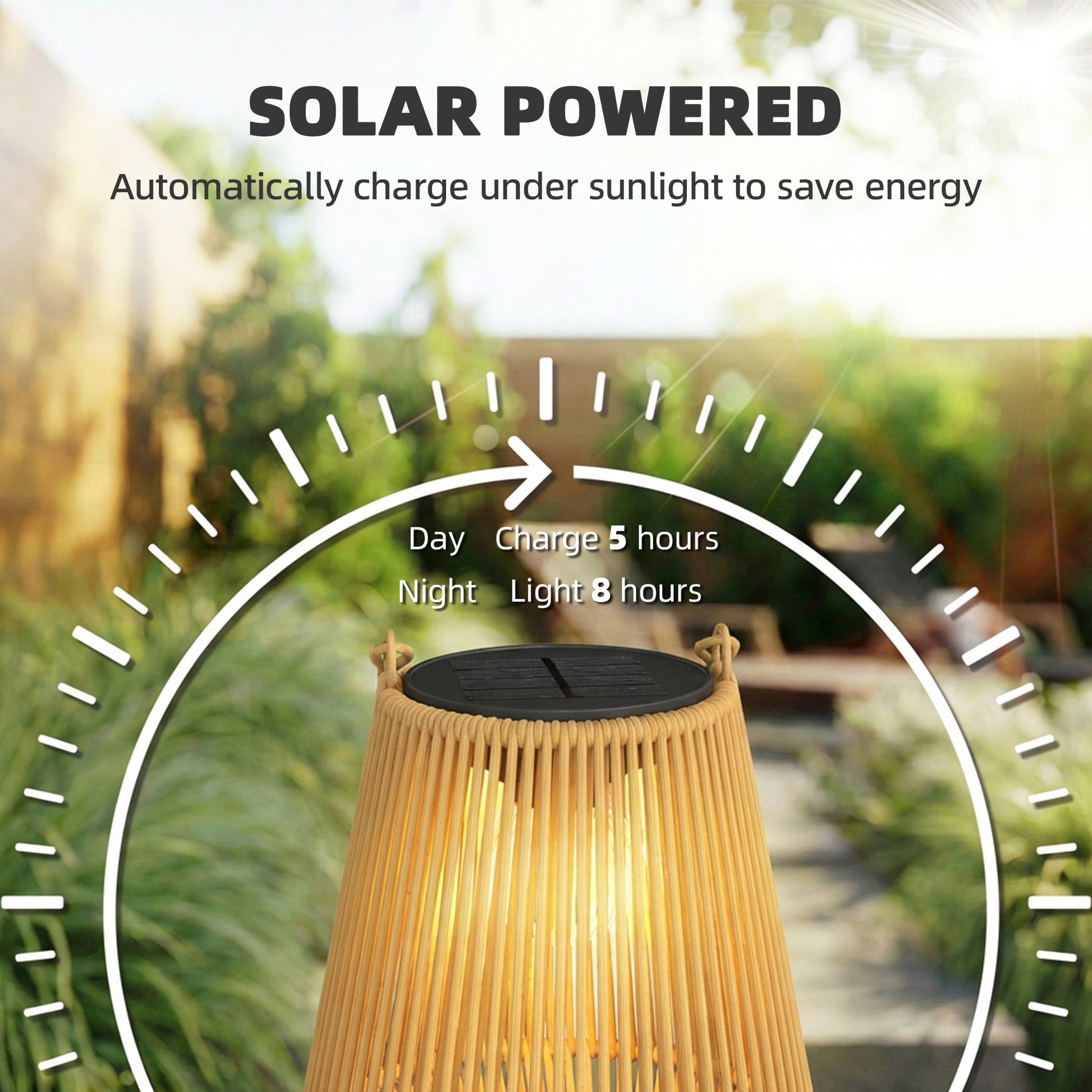 Hanging Solar Lights Outdoor Garden Lanterns, 2 Pack Rattan Solar Lights with Auto On/Off, Decorative Rattan Table Lamp with Handle, IP44 for Patio, Pathway, Terrace, Tree, Brown