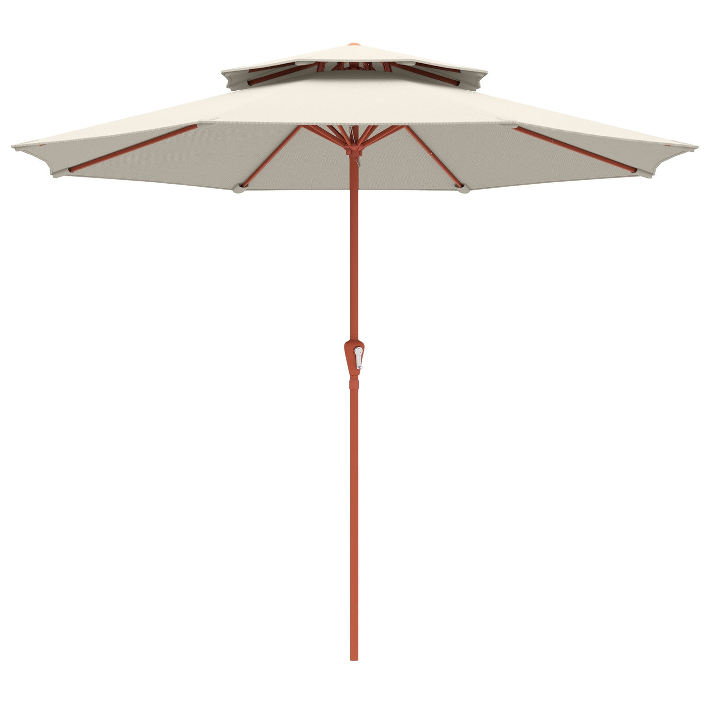 Patio Umbrella with Crank, Double Top Outdoor Market Table Umbrella for Garden, Patio,104'' x 104'', Cream White