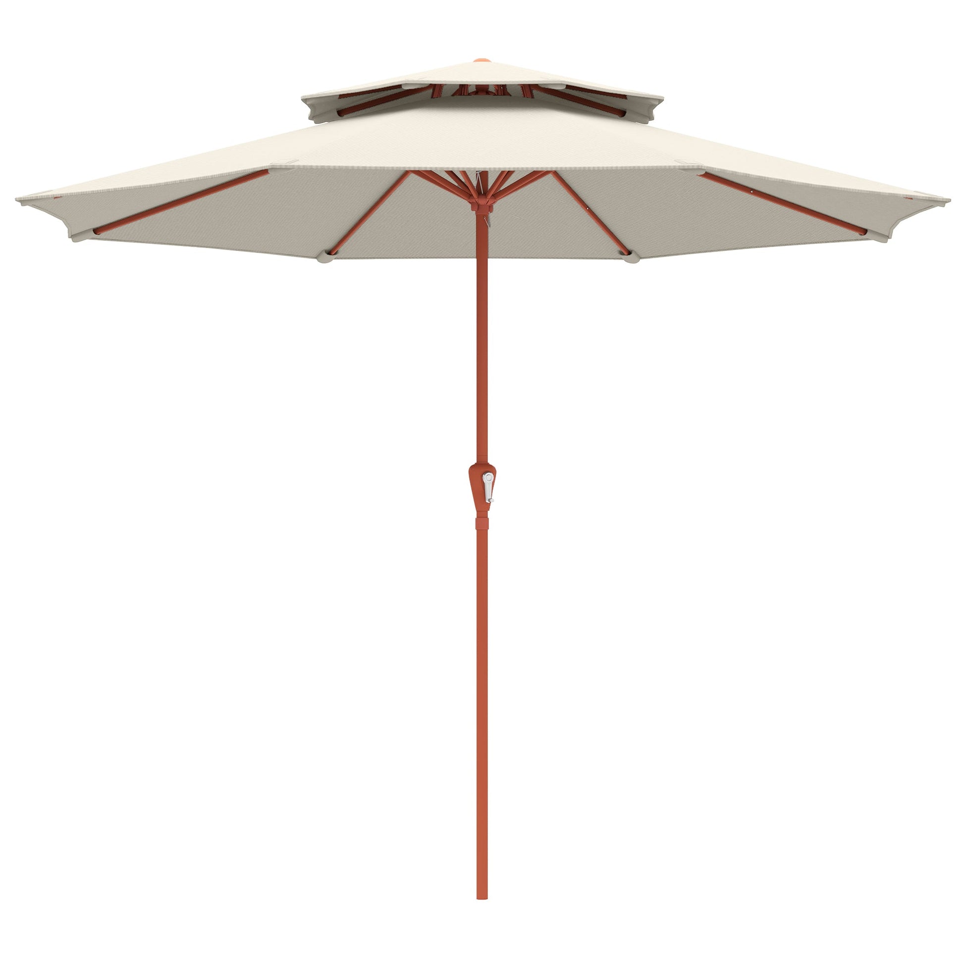Patio Umbrella with Crank, Double Top Outdoor Market Table Umbrella for Garden, Patio,104'' x 104'', Cream White