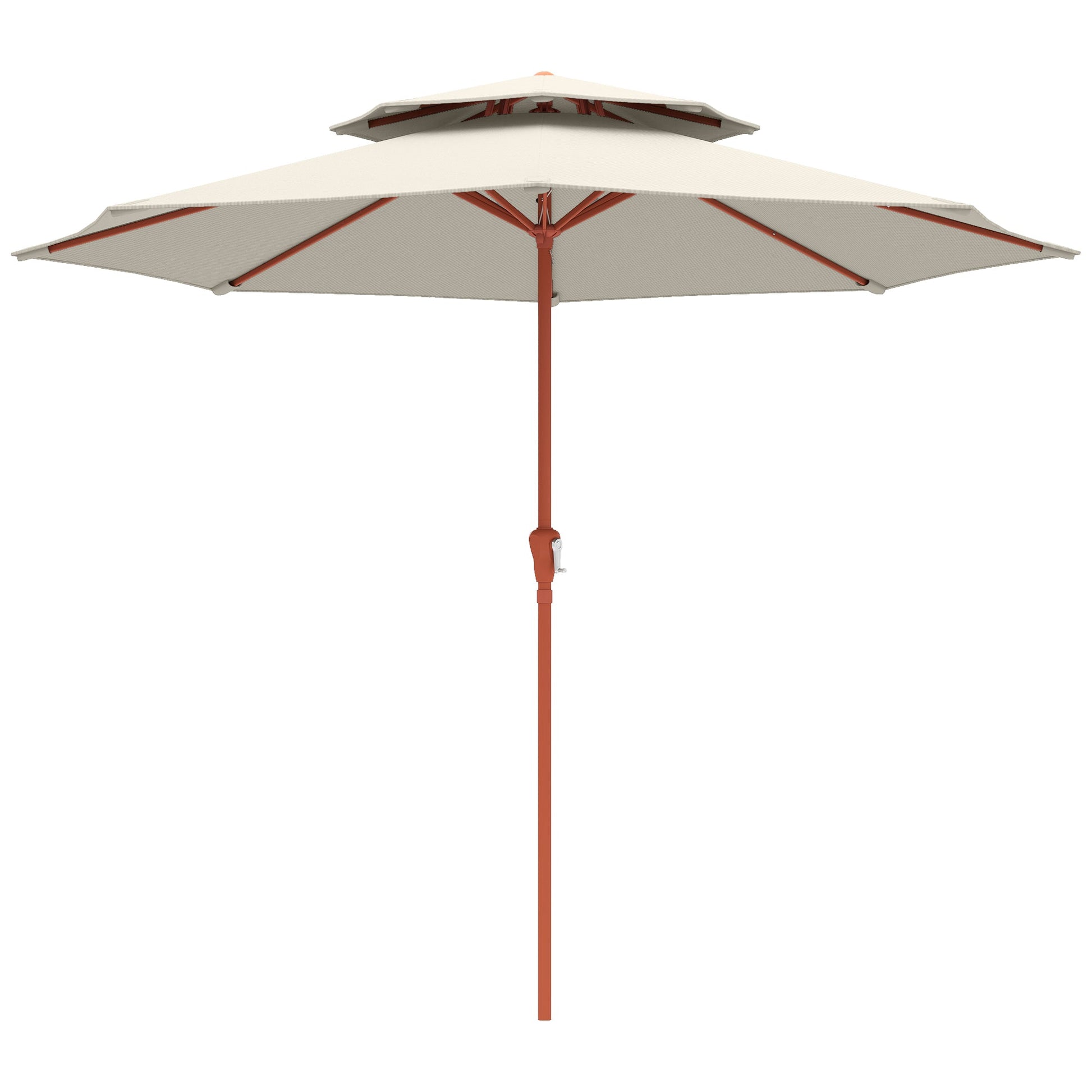 Patio Umbrella with Crank, Double Top Outdoor Market Table Umbrella for Garden, Patio,104'' x 104'', Cream White