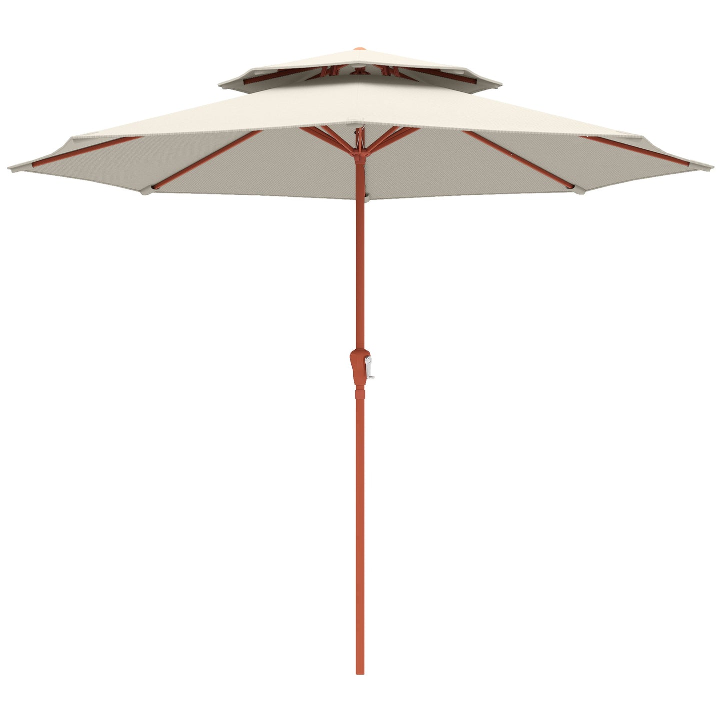 Patio Umbrella with Crank, Double Top Outdoor Market Table Umbrella for Garden, Patio,104'' x 104'', Cream White