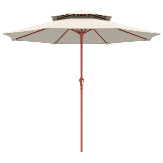 Patio Umbrella with Crank, Double Top Outdoor Market Table Umbrella for Garden, Patio,104'' x 104'', Cream White