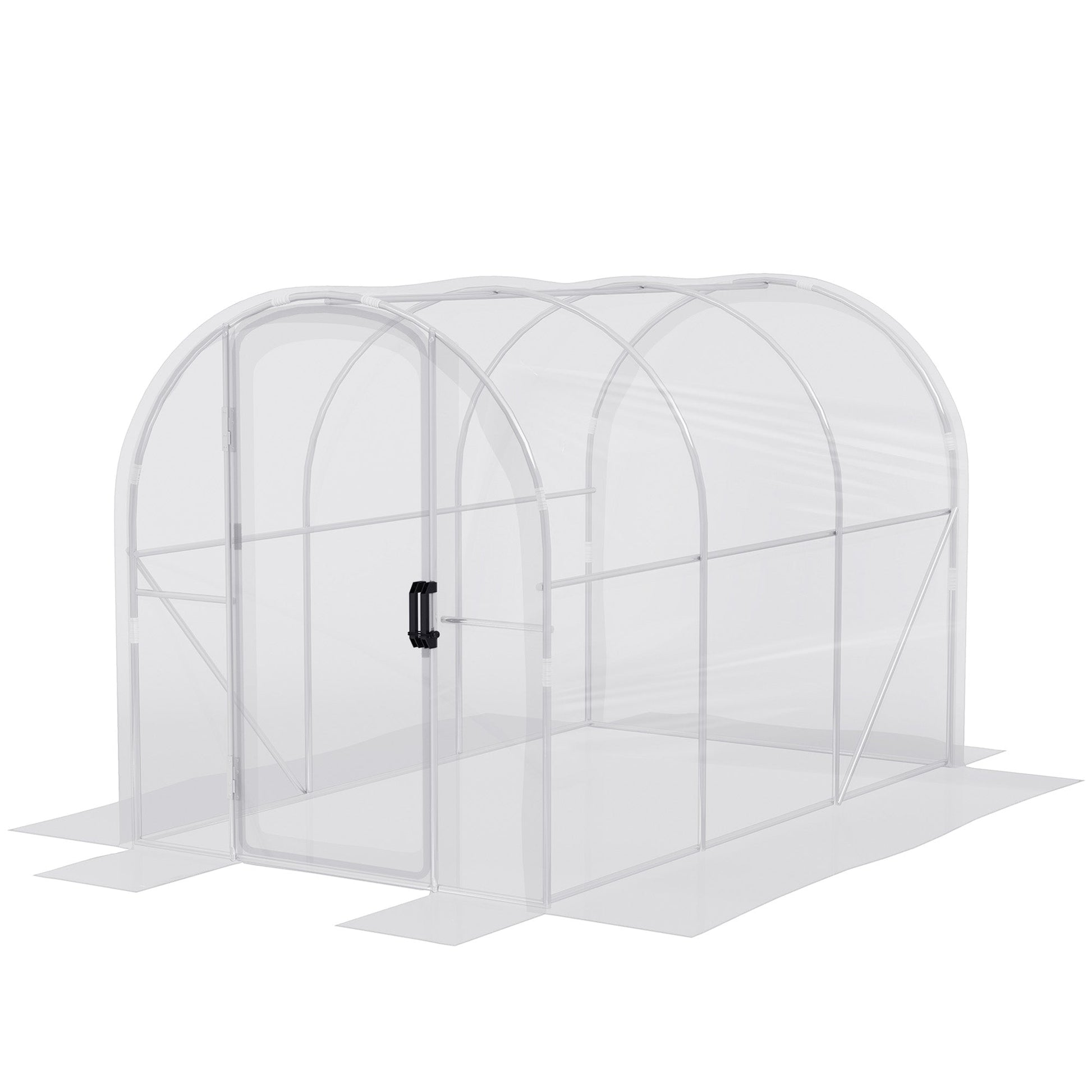 3 x 2 x 2m Polytunnel Greenhouse with 2 Hinged Door, Walk-in Grow House Tent with PE Cover and Galvanised Steel Frame, Clear