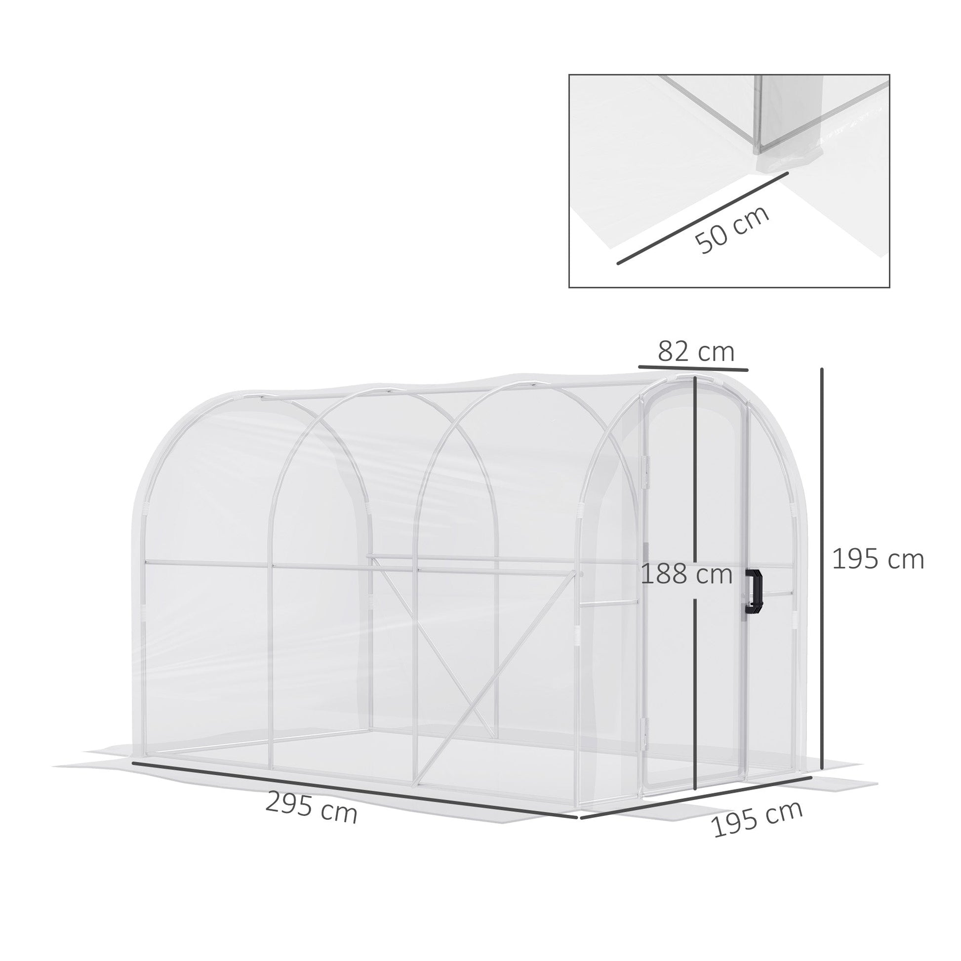 3 x 2 x 2m Polytunnel Greenhouse with 2 Hinged Door, Walk-in Grow House Tent with PE Cover and Galvanised Steel Frame, Clear