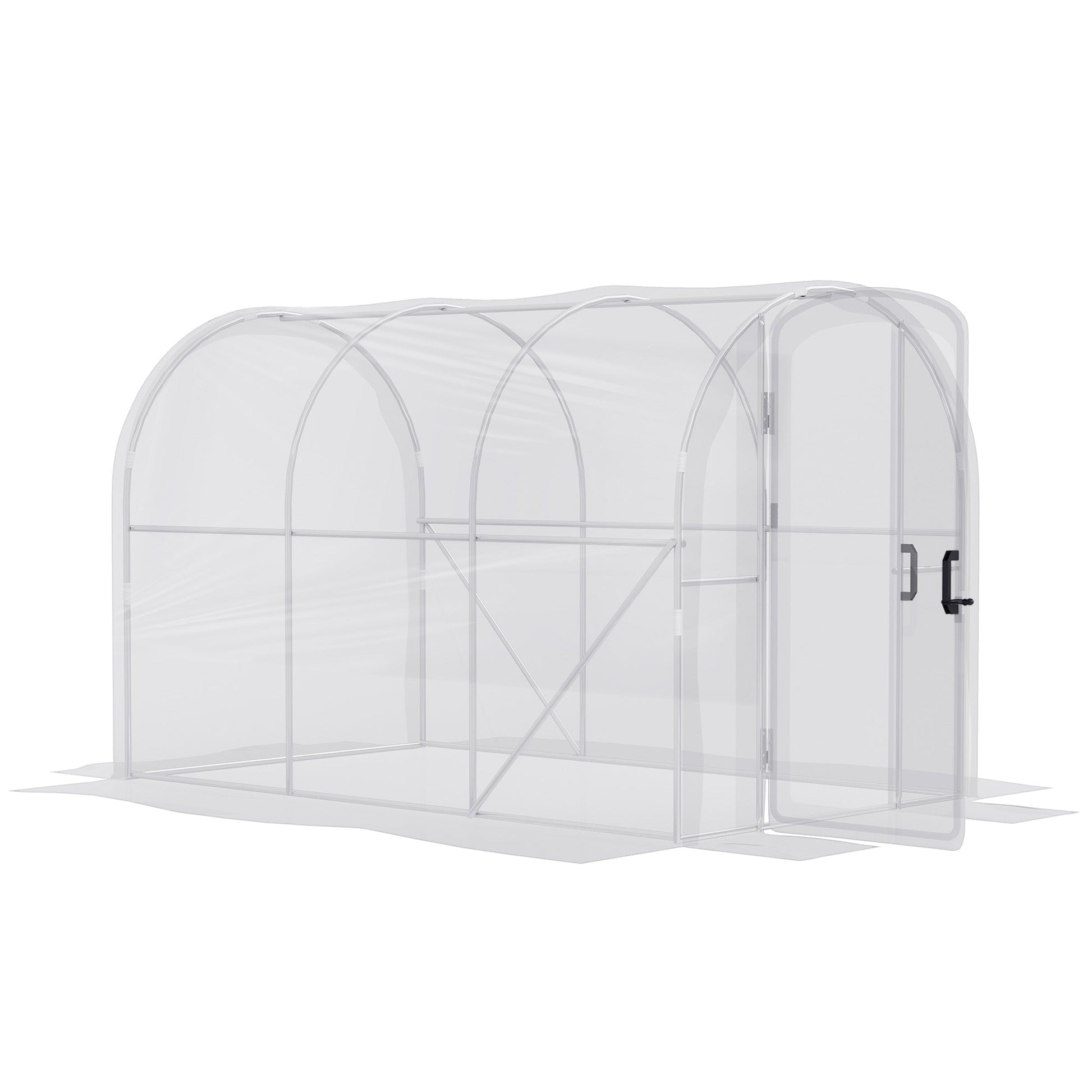 3 x 2 x 2m Polytunnel Greenhouse with 2 Hinged Door, Walk-in Grow House Tent with PE Cover and Galvanised Steel Frame, Clear