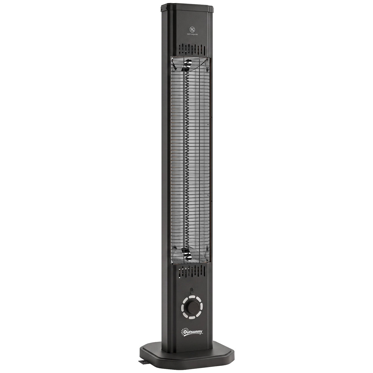 2000 W Electric Infrared Patio Heater with Cover, Free Standing/Wall Mounted IP65 Outdoor Garden Heater with Knob/Remote Control, 8 Heating Levels, 8H Timer, Tip-over Protection, Black