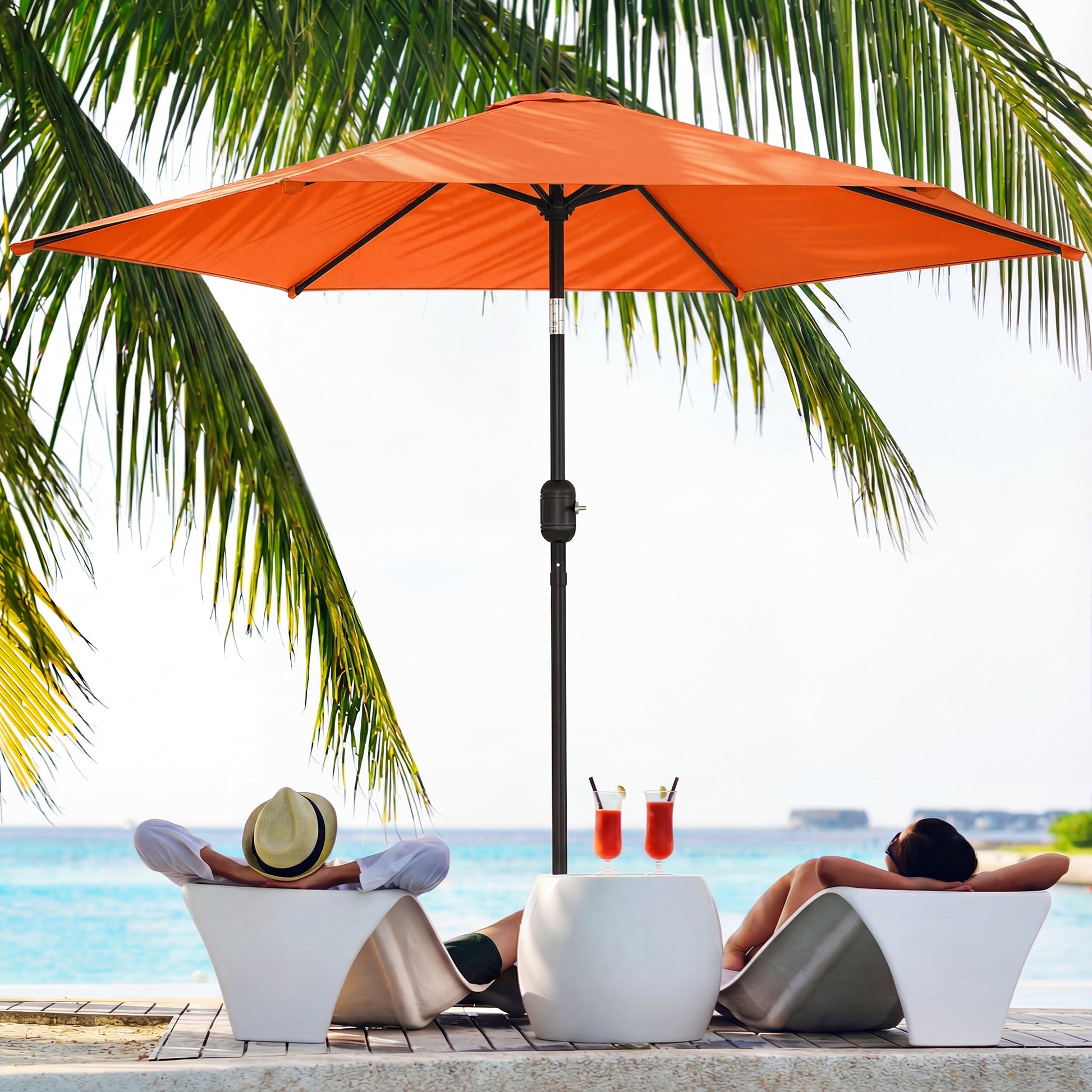 2.6 m Garden Parasol Umbrella with Aluminium Pole, Outdoor Table Market Patio Umbrella Sun Shade with Tilt and Crank, Vent, Orange