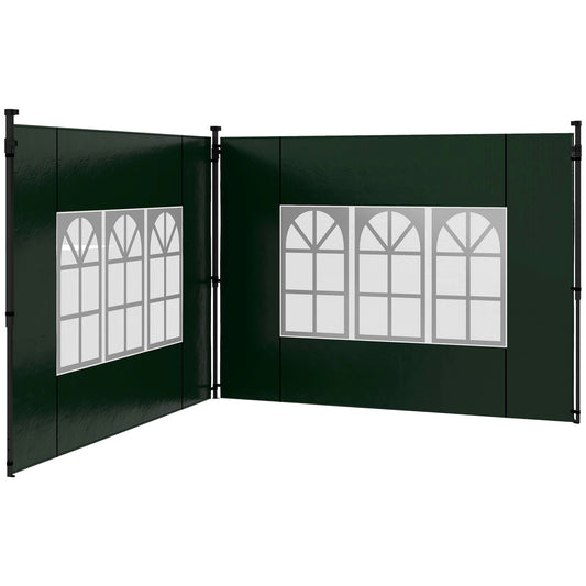 Gazebo Side Panels with Window for 3x3(m) or 3x6m Gazebo Canopy, 2 Pack Sides Replacement, Green