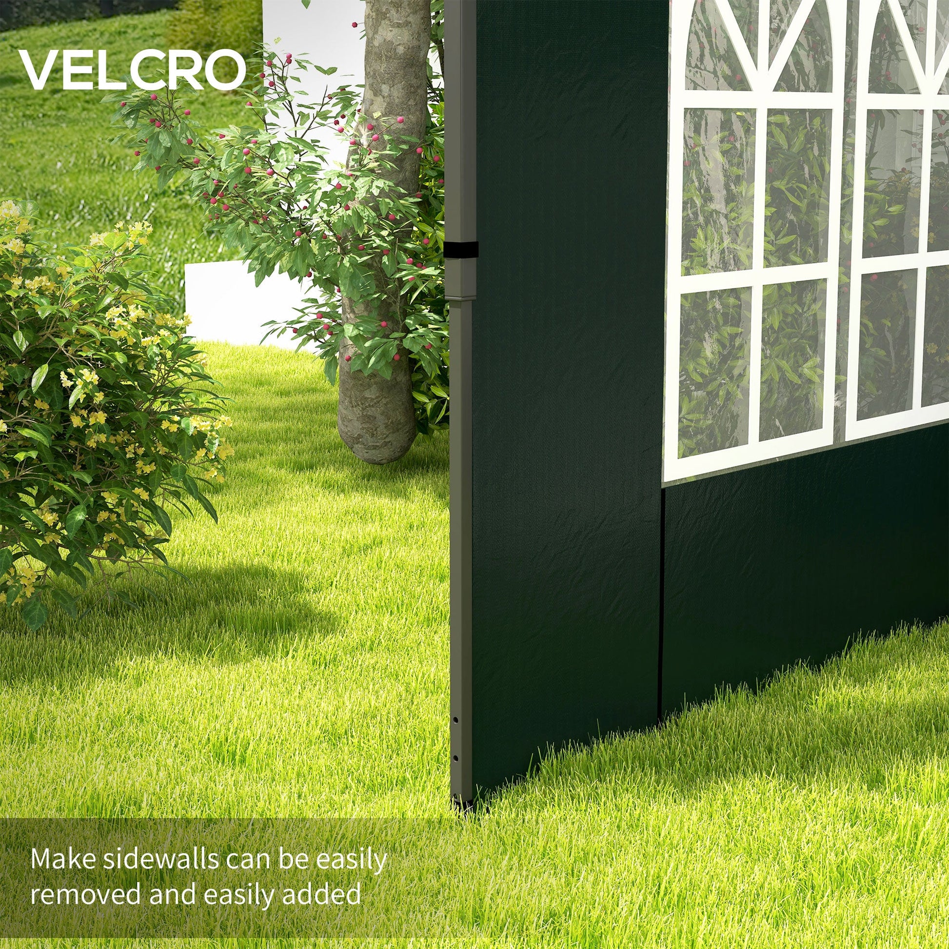 Gazebo Side Panels with Window for 3x3(m) or 3x6m Gazebo Canopy, 2 Pack Sides Replacement, Green