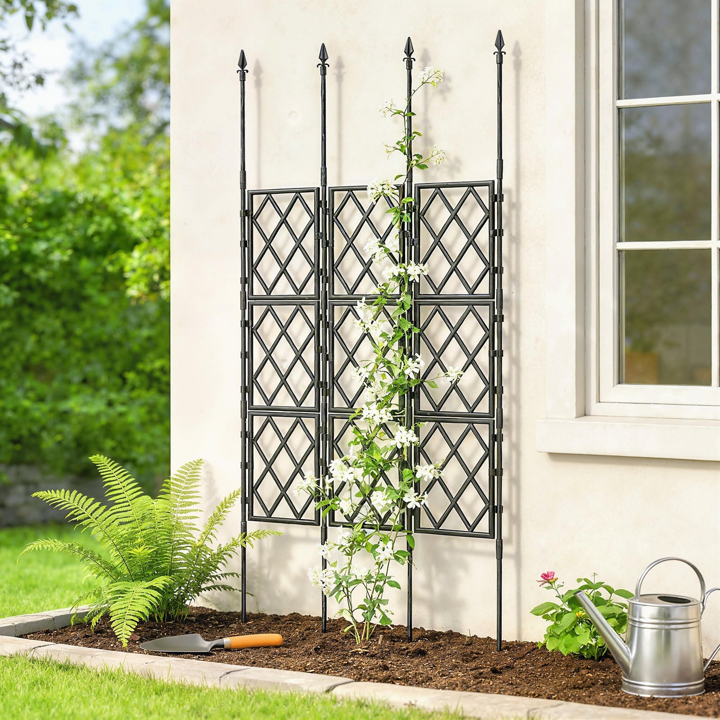 Foldable Garden Trellis, Lattice Climbing Support Trellis for Garden, DIY Assembly for Vines, Vegetables, Flowers, Fruits, 85 x 197 cm, Black