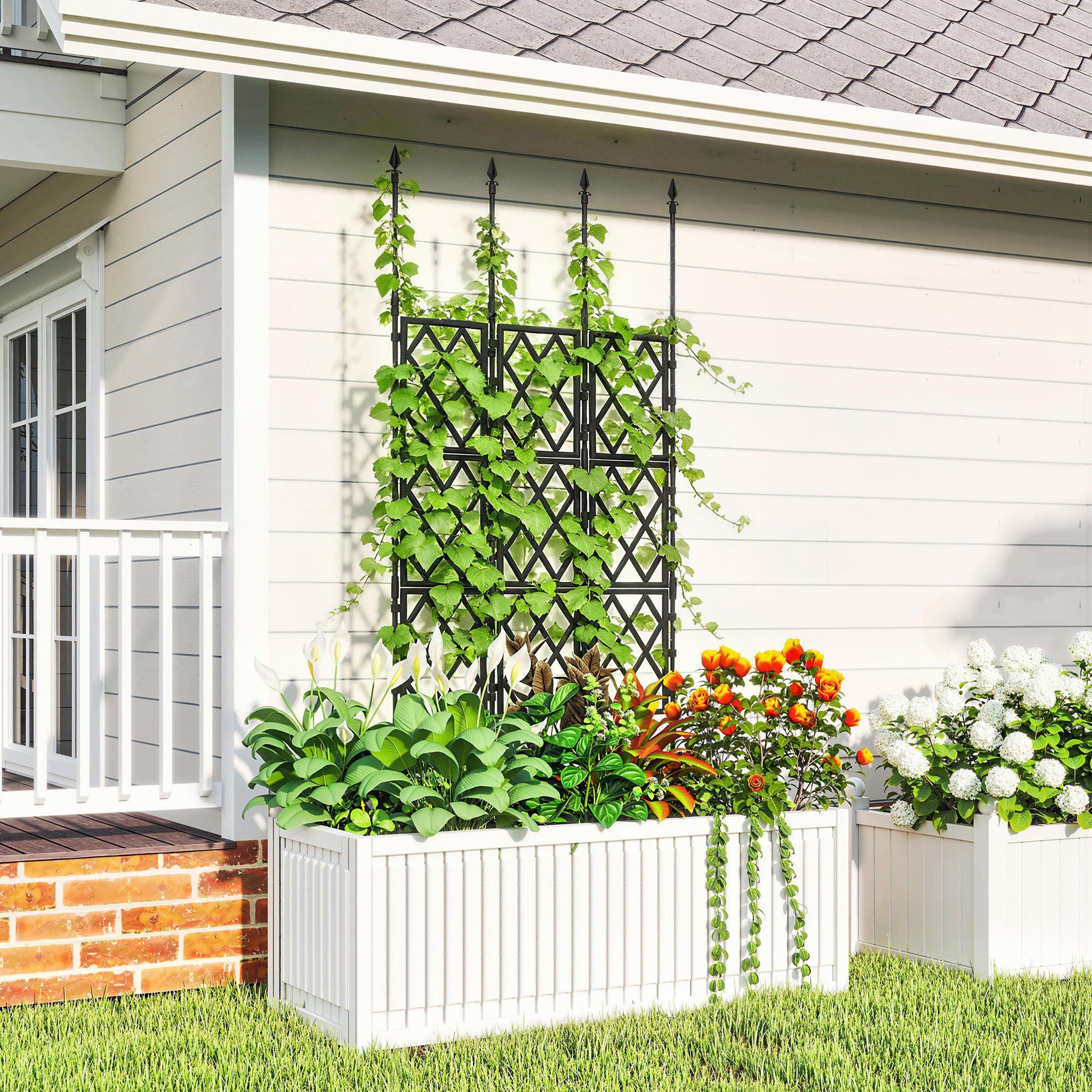 Foldable Garden Trellis, Lattice Climbing Support Trellis for Garden, DIY Assembly for Vines, Vegetables, Flowers, Fruits, 85 x 197 cm, Black