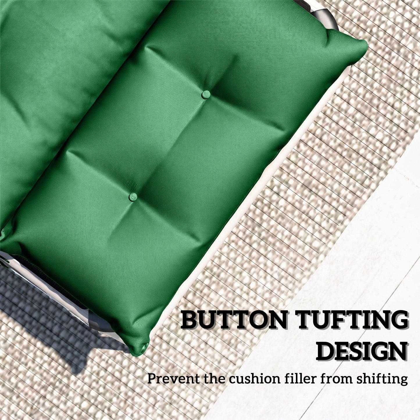 Sun Lounger Cushions Only, 190x56x10cm Garden Lounge Chair Cushions Set of 2, UPF20+ 220gsm Fabric, Thick Sunbed Replacement Pads with 6 Ties, Green