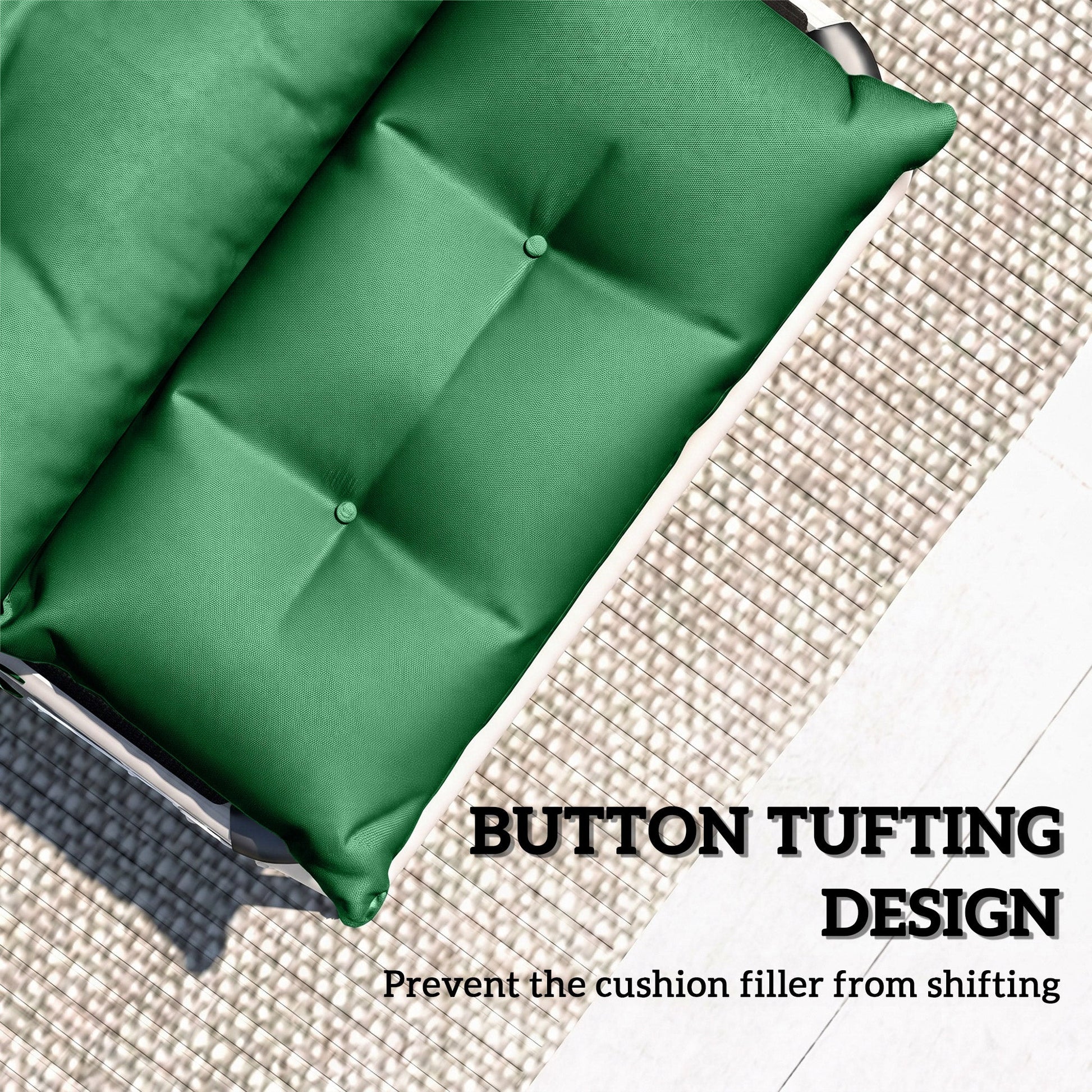 Sun Lounger Cushions Only, 190x56x10cm Garden Lounge Chair Cushions Set of 2, UPF20+ 220gsm Fabric, Thick Sunbed Replacement Pads with 6 Ties, Green