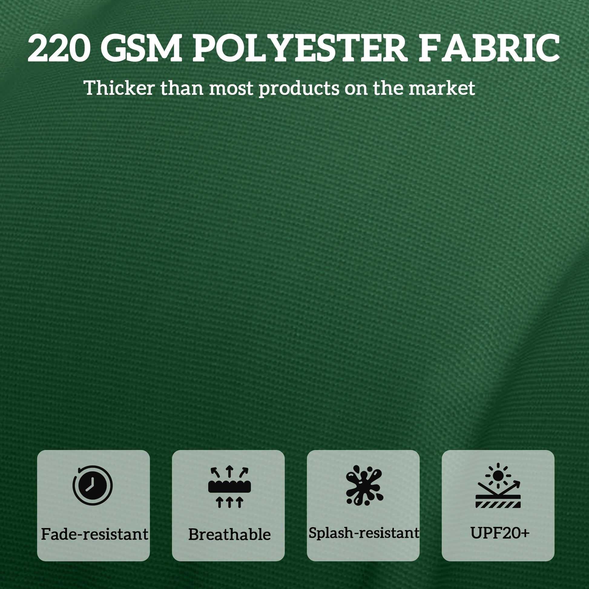 Sun Lounger Cushions Only, 190x56x10cm Garden Lounge Chair Cushions Set of 2, UPF20+ 220gsm Fabric, Thick Sunbed Replacement Pads with 6 Ties, Green
