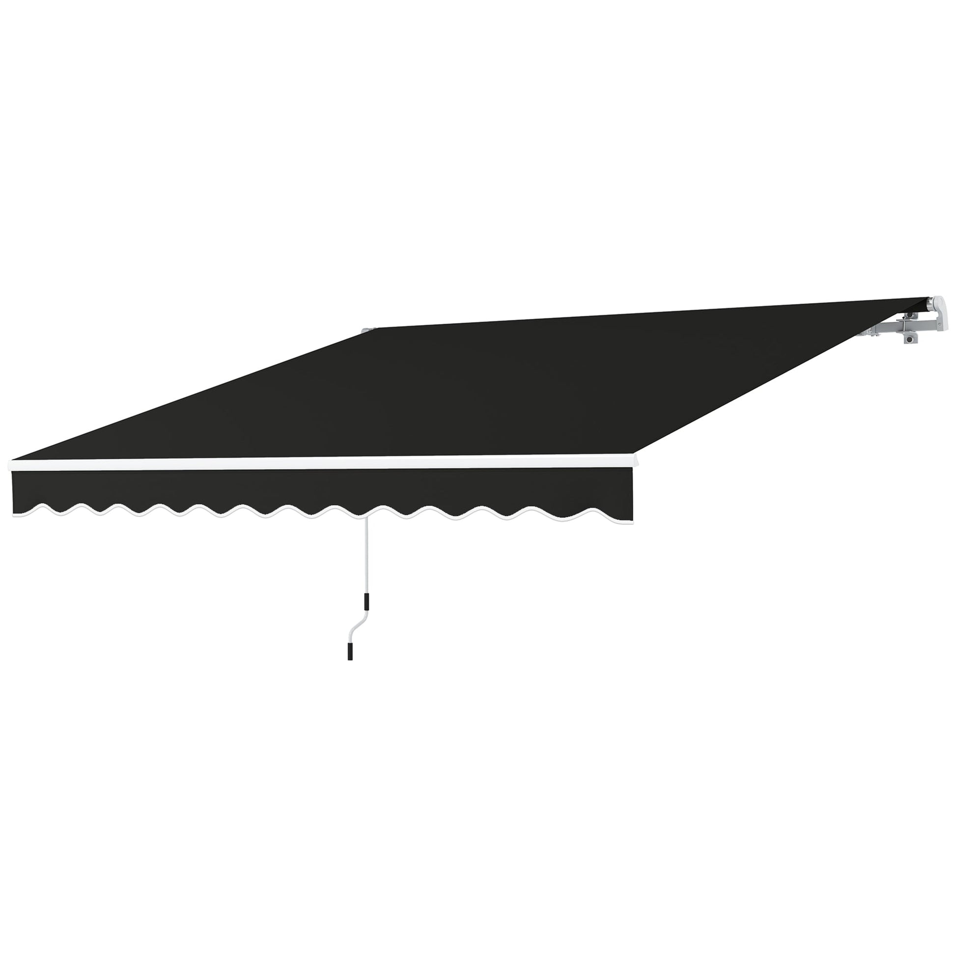 3 x 2.5m Garden Patio Manual Awning, Retractable Canopy Sun Shade Shelter with Fittings and Crank Handle, Black