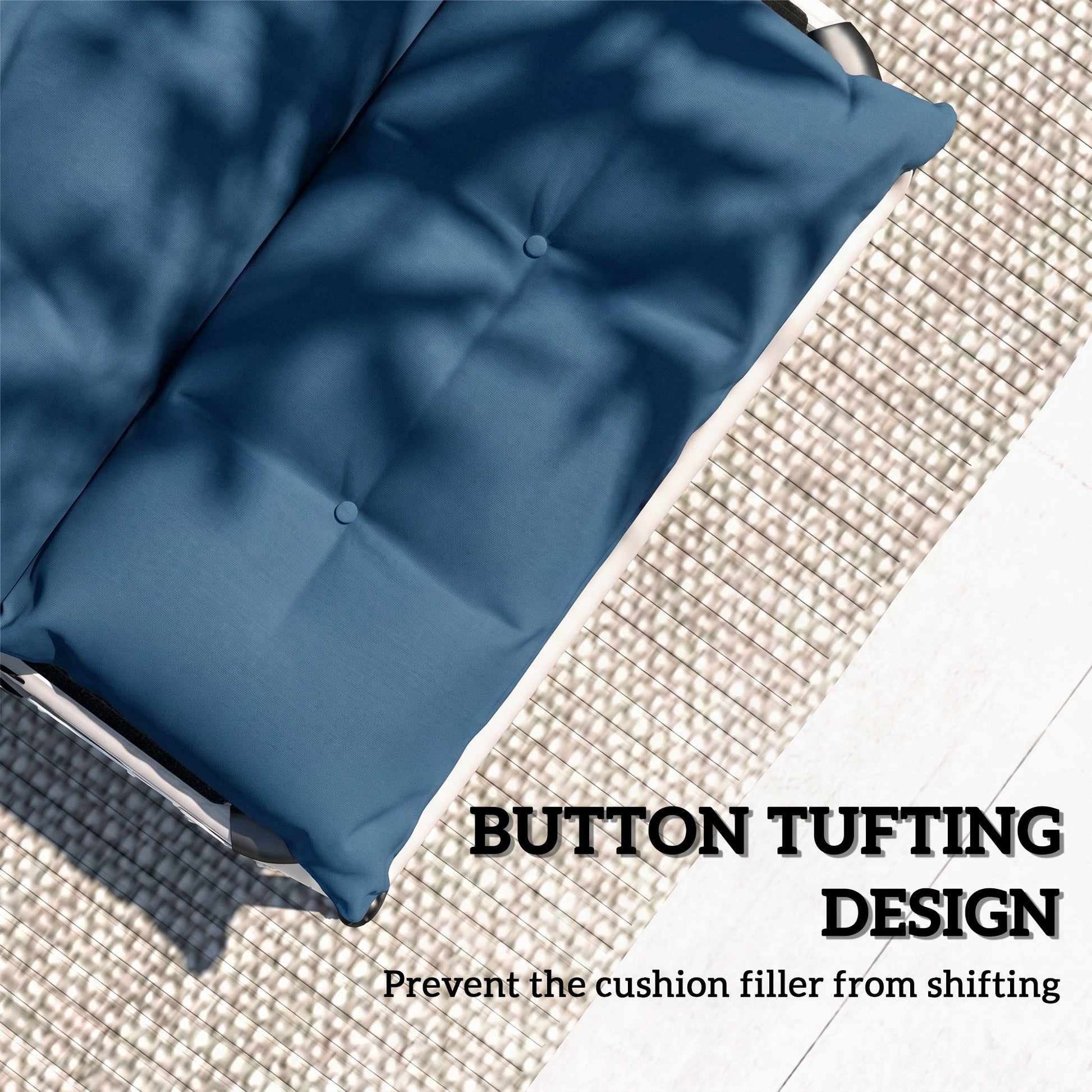 Sun Lounger Cushions Only, 190x56x10cm Garden Lounge Chair Cushions Set of 2, UPF20+ 220gsm Fabric, Thick Sunbed Replacement Pads with 6 Ties, Navy Blue