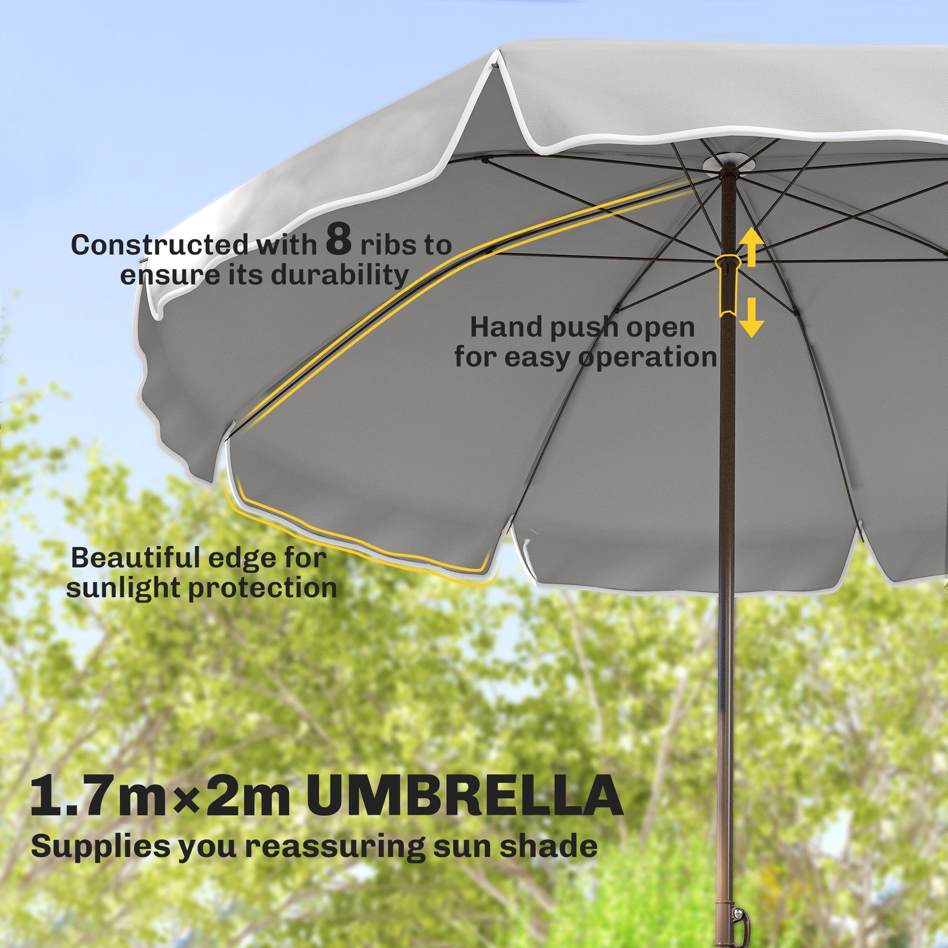 6 Piece Garden Dining Set with Umbrella, Patio Sets with Parasol, 4 Folding Dining Chairs & Round Tempered Glass Table, Dark Grey