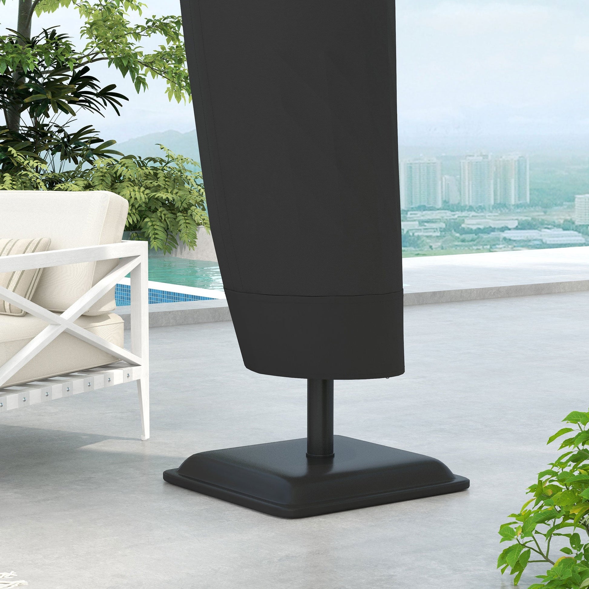 Parasol Cover, Cantilever Umbrella Cover, Banana Umbrella Protector with Zipper for Outdoor Garden, Patio, Black