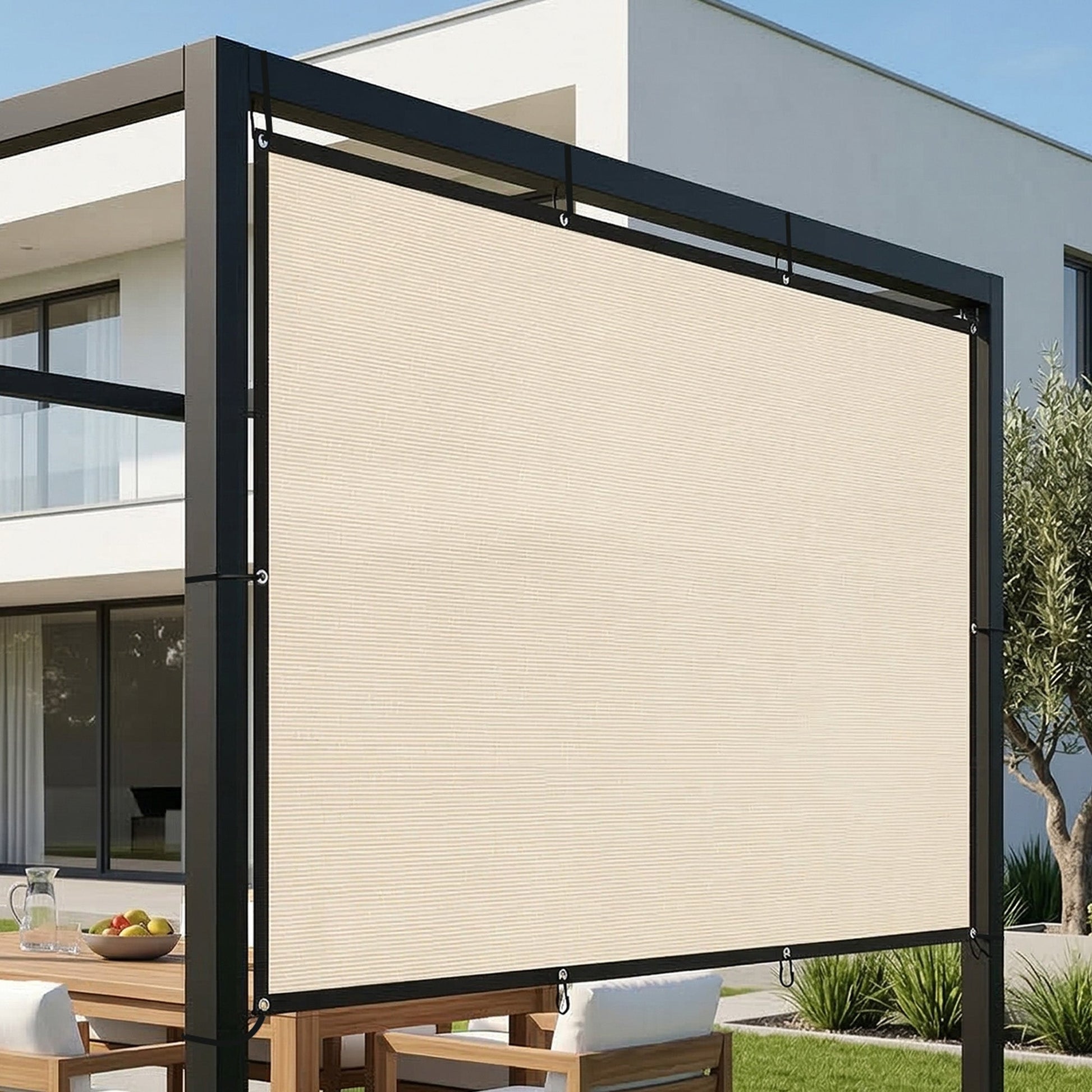 Sun Shade Sail, 2 x 3 m Rectangle Sunscreen Awning Canopy with Stainless Steel Eyelets and Bungee Cords, UV Protection Shade Sail  for Outdoors, Garden, Patio, Beige
