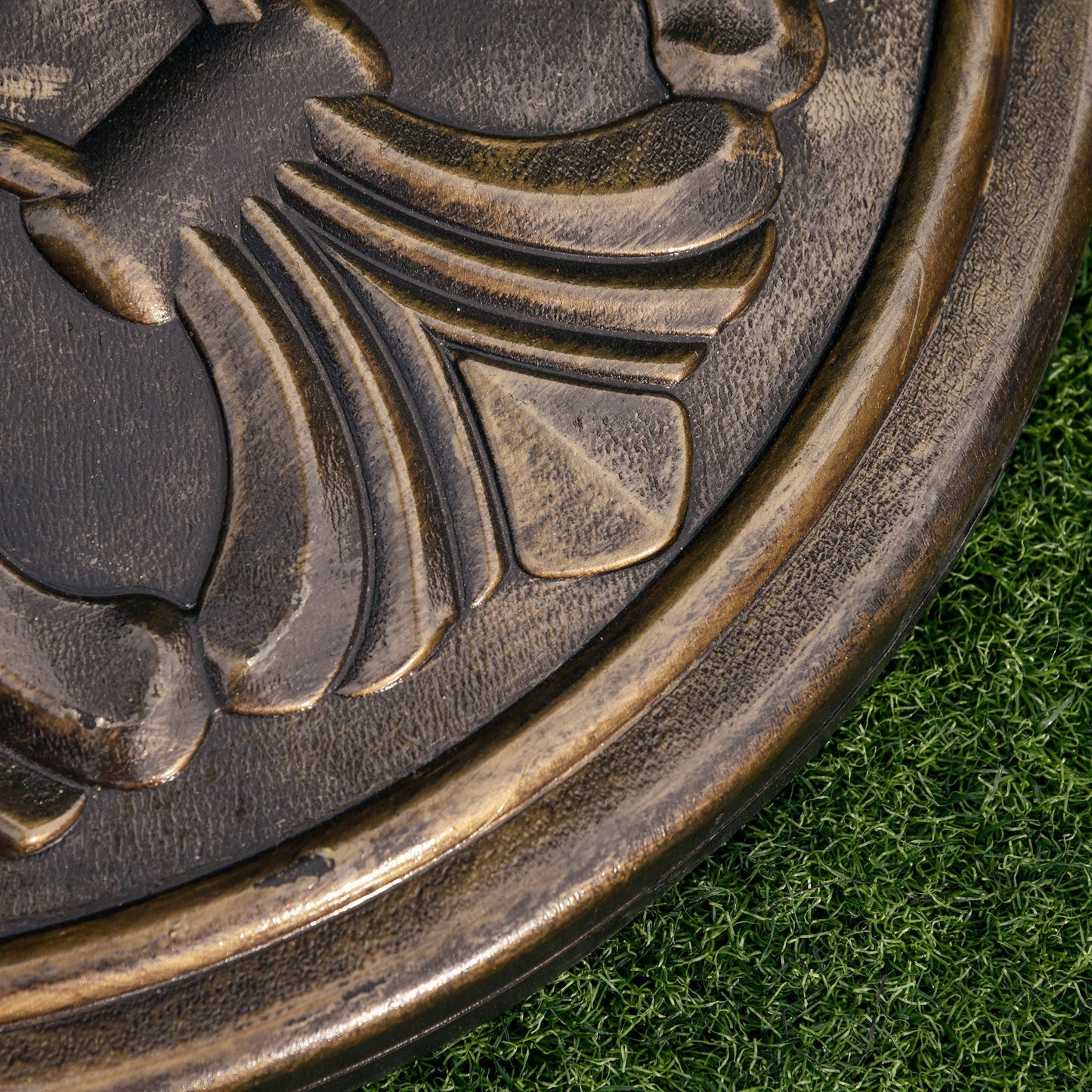 13kg Round HDPE Parasol Base Sun Umbrella Concrete Weight Stand Holder Patio Outdoor Garden, Bronze Tone