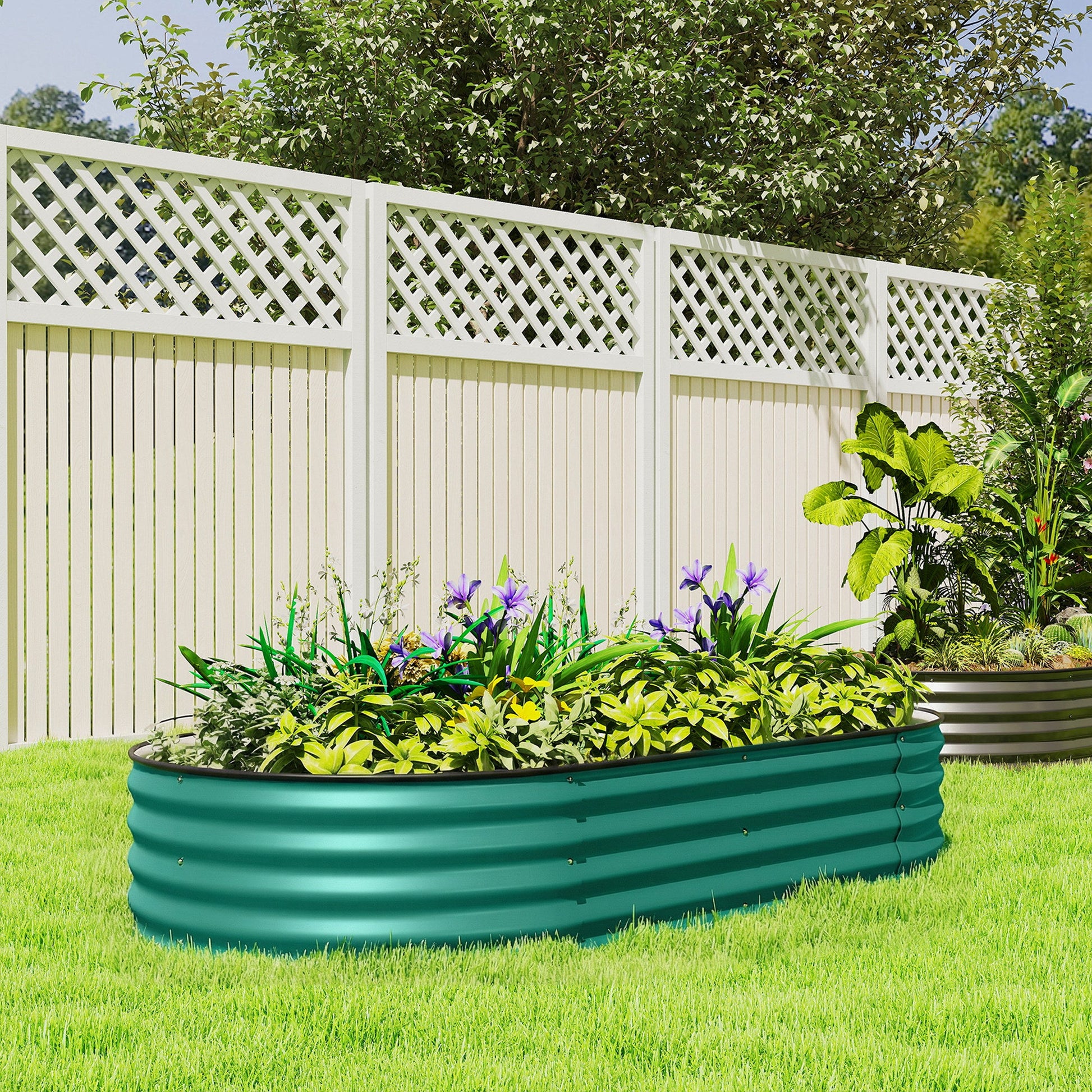 Galvanised Raised Beds for Garden, Metal Elevated Planter Box with Safety Edging, Easy DIY for Growing Flowers, Herbs, Succulents, 180 x 90 x 30cm, Light Green