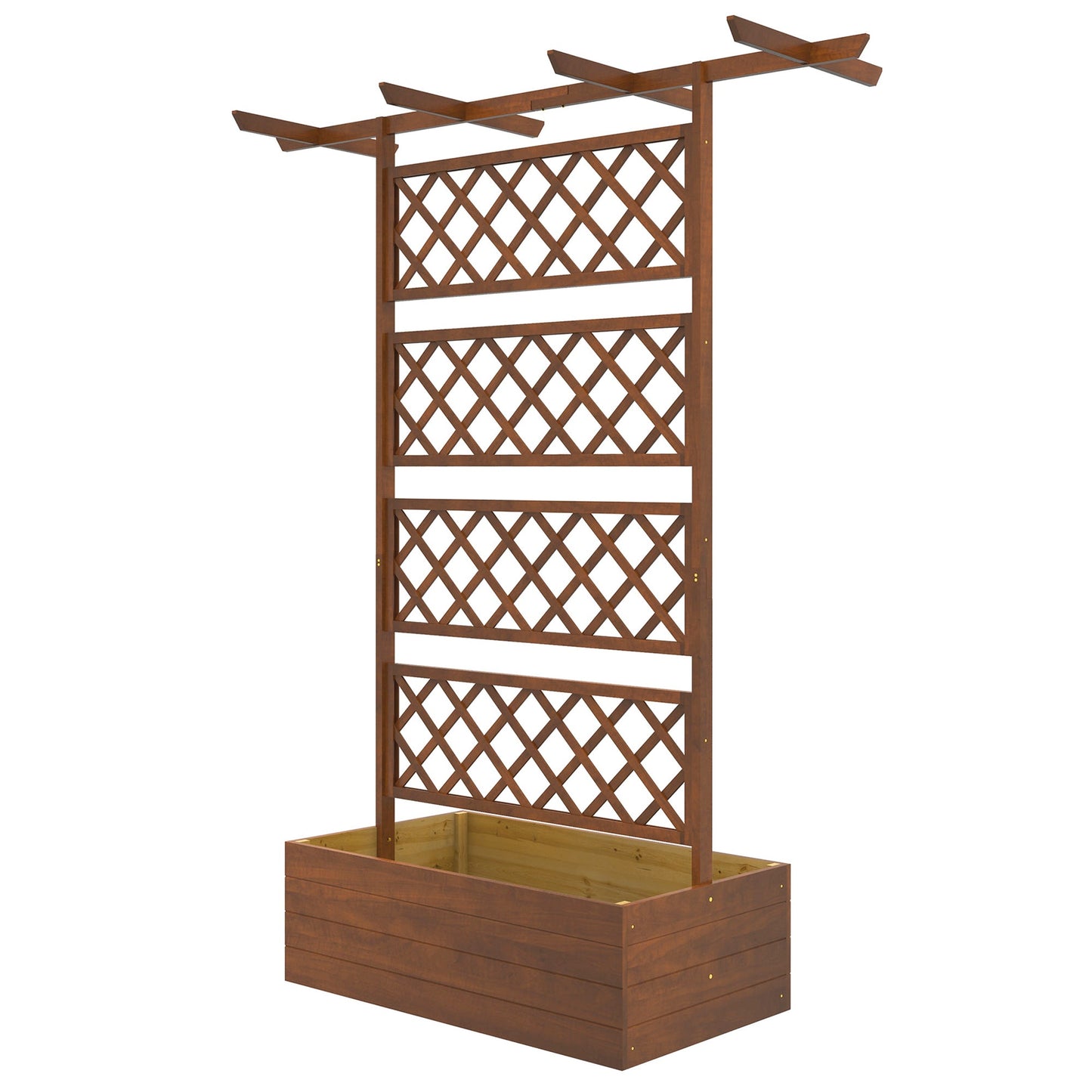 Wood Planter with Trellis, Raised Garden Bed Privacy Screen Planter Box to Grow Vegetables, Herbs and Flowers for Garden, Patio, Deck, Orange