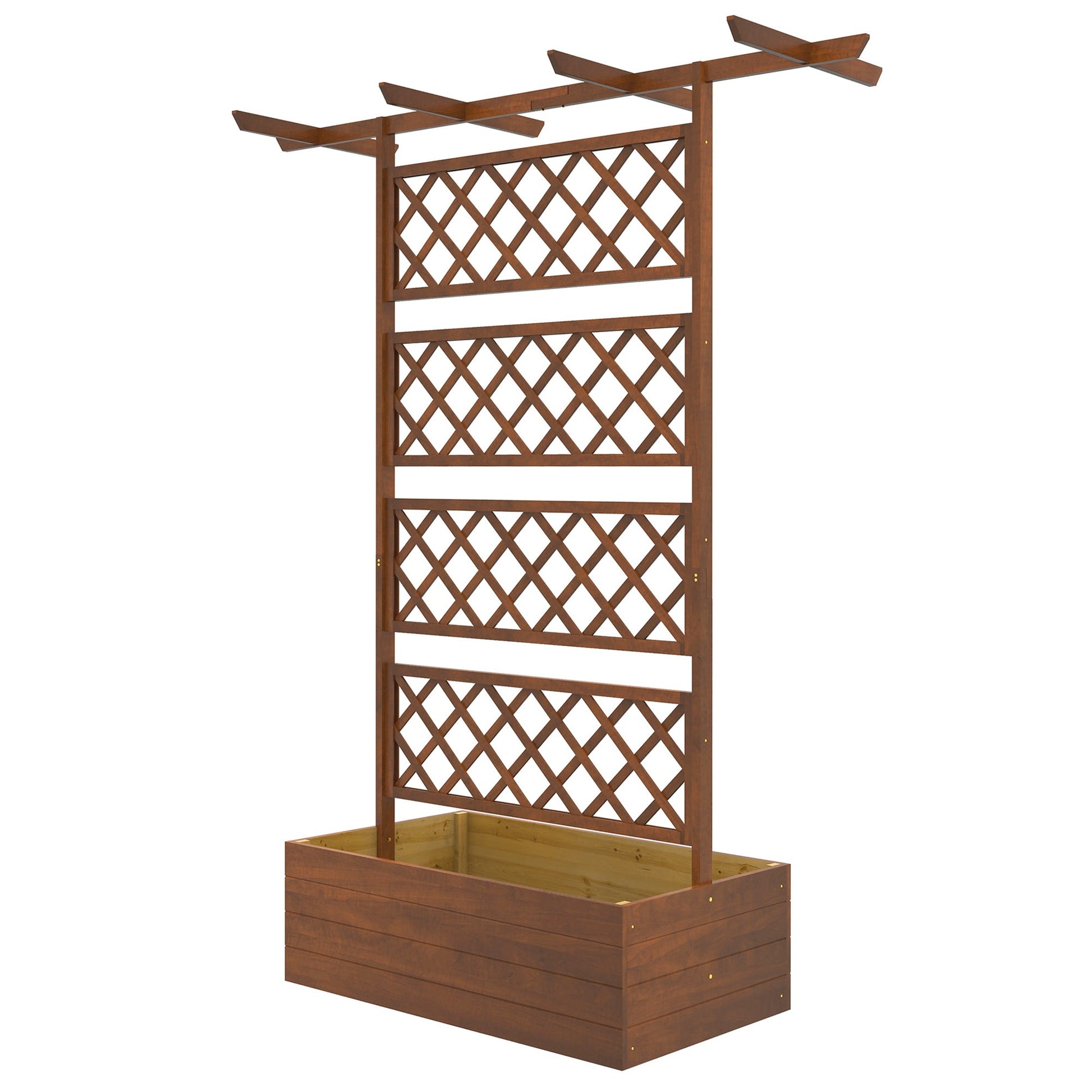 Wood Planter with Trellis, Raised Garden Bed Privacy Screen Planter Box to Grow Vegetables, Herbs and Flowers for Garden, Patio, Deck, Orange