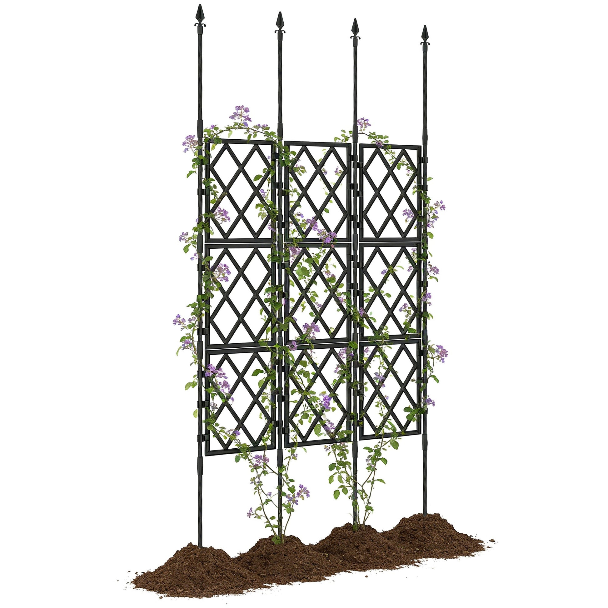 Foldable Garden Trellis, Lattice Climbing Support Trellis for Garden, DIY Assembly for Vines, Vegetables, Flowers, Fruits, 85 x 197 cm, Black
