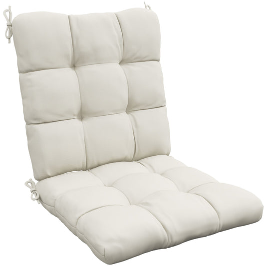 Garden Back Chair Cushion, Comfortable Patio Seat Cushion Pad with Backrest for Outdoor & Indoor Use, Cream White