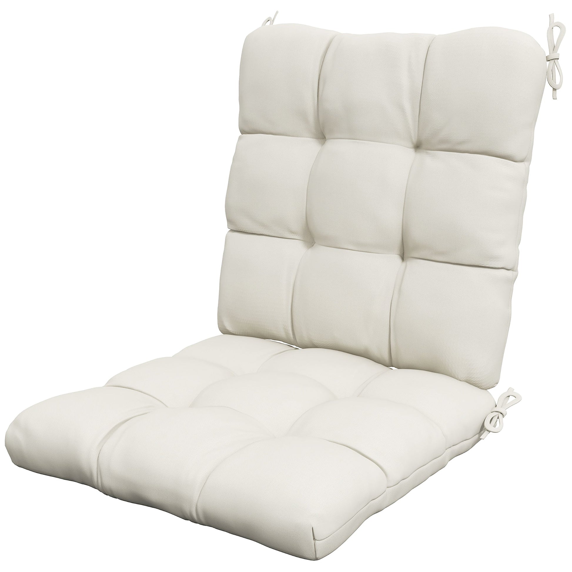 Garden Back Chair Cushion, Comfortable Patio Seat Cushion Pad with Backrest for Outdoor & Indoor Use, Cream White