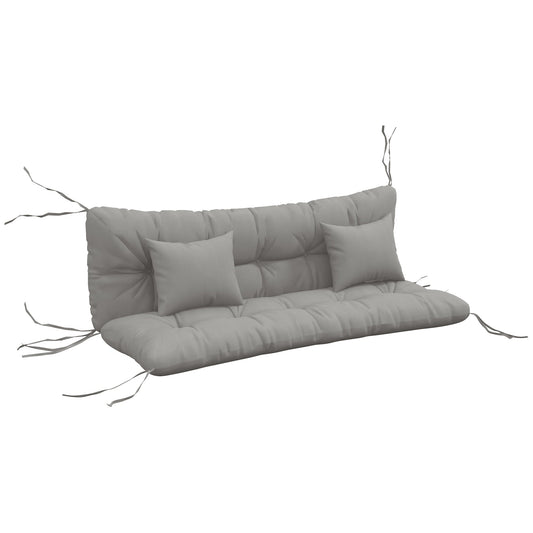 Outdoor Seat Cushions Back Cushion with 2 Pillows, Water Repellent Seat Pads for 3-Seater Chair, Swing, Sofa, CUSHIONS ONLY, NO SWING, Light Grey