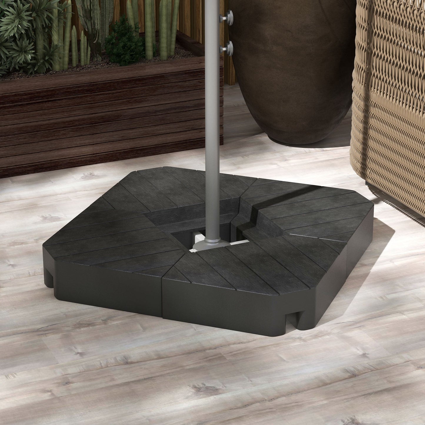 Umbrella Weights for Cantilever Parasols, Set of 4 Heavy Duty Parasol Base Stand Weights, 80kg Sand or 60kg Water Filled, Black