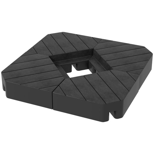 Umbrella Weights for Cantilever Parasols, Set of 4 Heavy Duty Parasol Base Stand Weights, 80kg Sand or 60kg Water Filled, Black