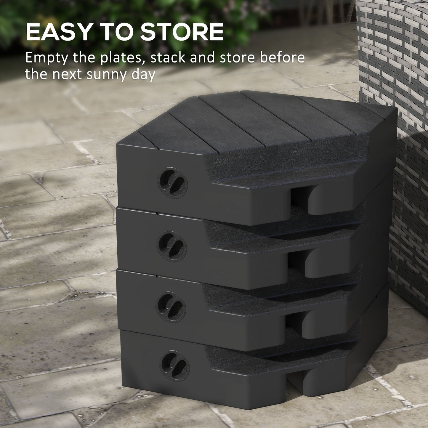 Umbrella Weights for Cantilever Parasols, Set of 4 Heavy Duty Parasol Base Stand Weights, 80kg Sand or 60kg Water Filled, Black