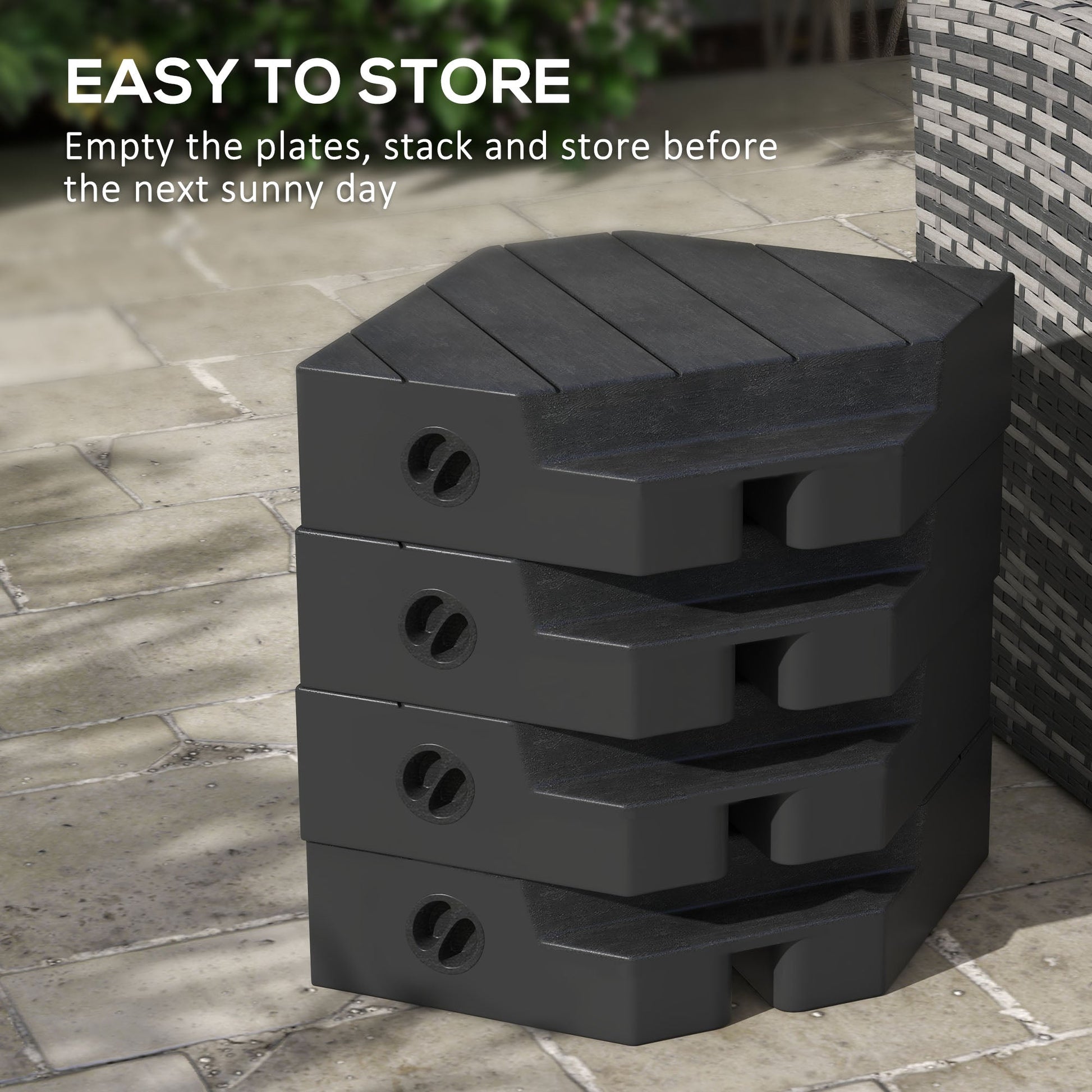 Umbrella Weights for Cantilever Parasols, Set of 4 Heavy Duty Parasol Base Stand Weights, 80kg Sand or 60kg Water Filled, Black
