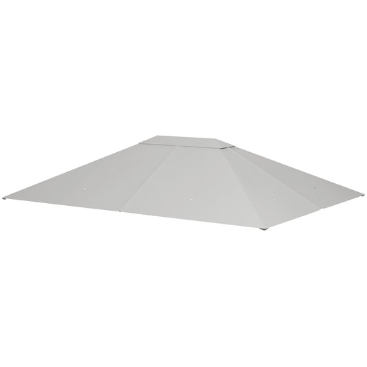 3 x 4m Gazebo Canopy Replacement Covers, Garden Gazebo Roof Replacement with Vents and Drain Holes, TOP COVER ONLY, Light Grey