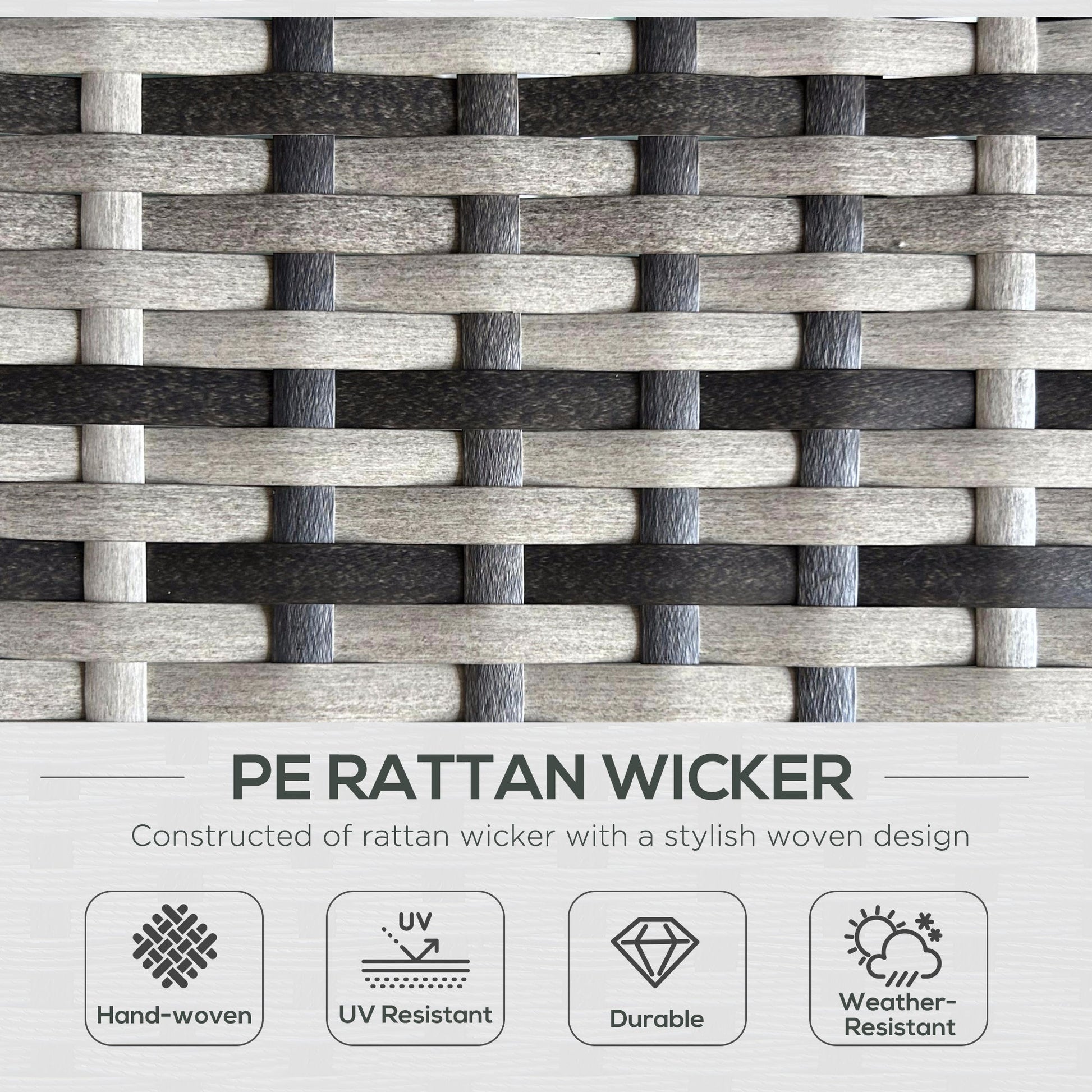5PC PE Rattan Sun Lounger, Outdoor Wicker 5-level Adjustable Recliner Sofa Bed with Storage Side Table and Footstools, for Patio, Garden, Poolside, Grey